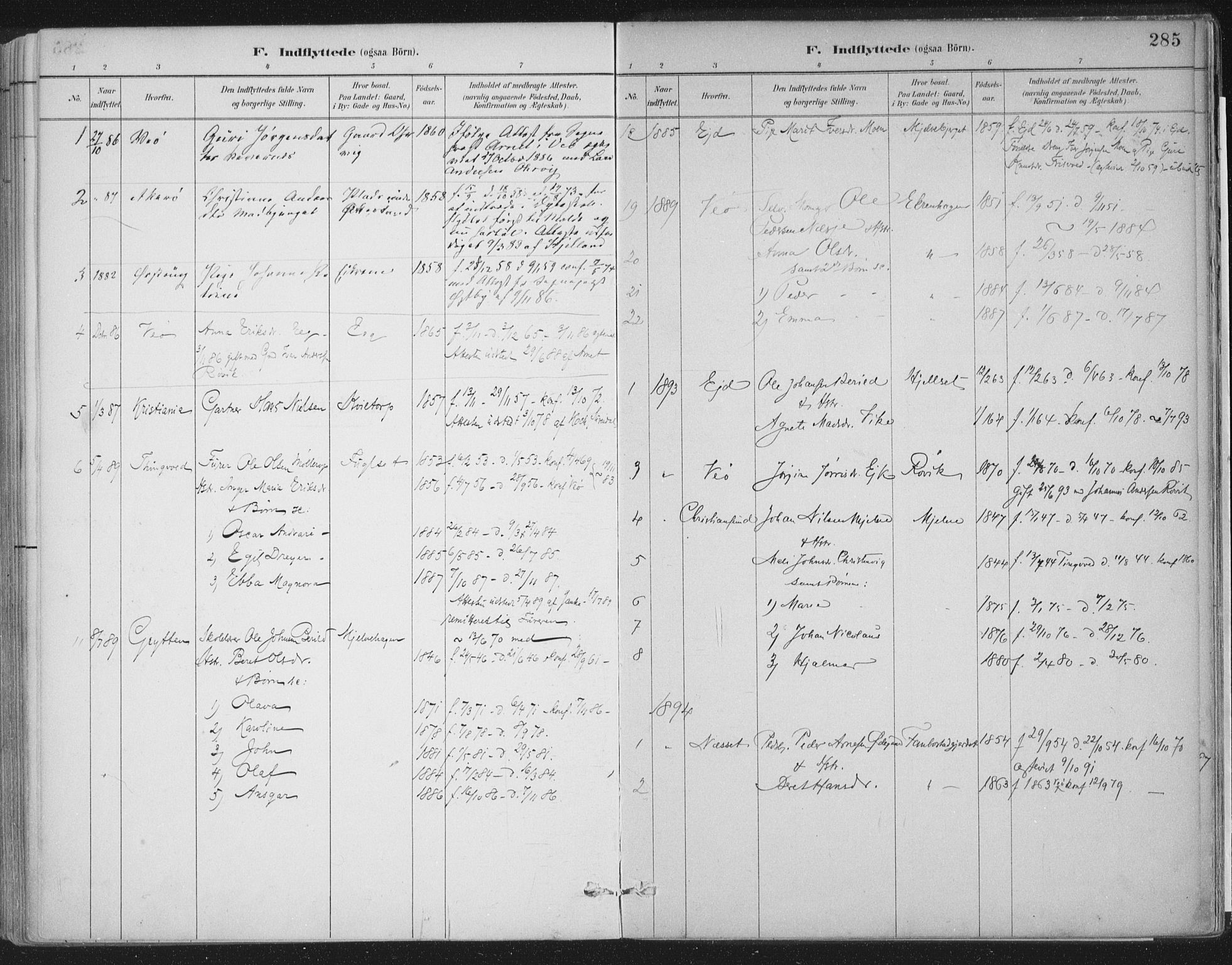 Ministerialprotokoller, klokkerbøker og fødselsregistre - Møre og Romsdal, AV/SAT-A-1454/555/L0658: Ministerialbok nr. 555A09, 1887-1917, s. 285