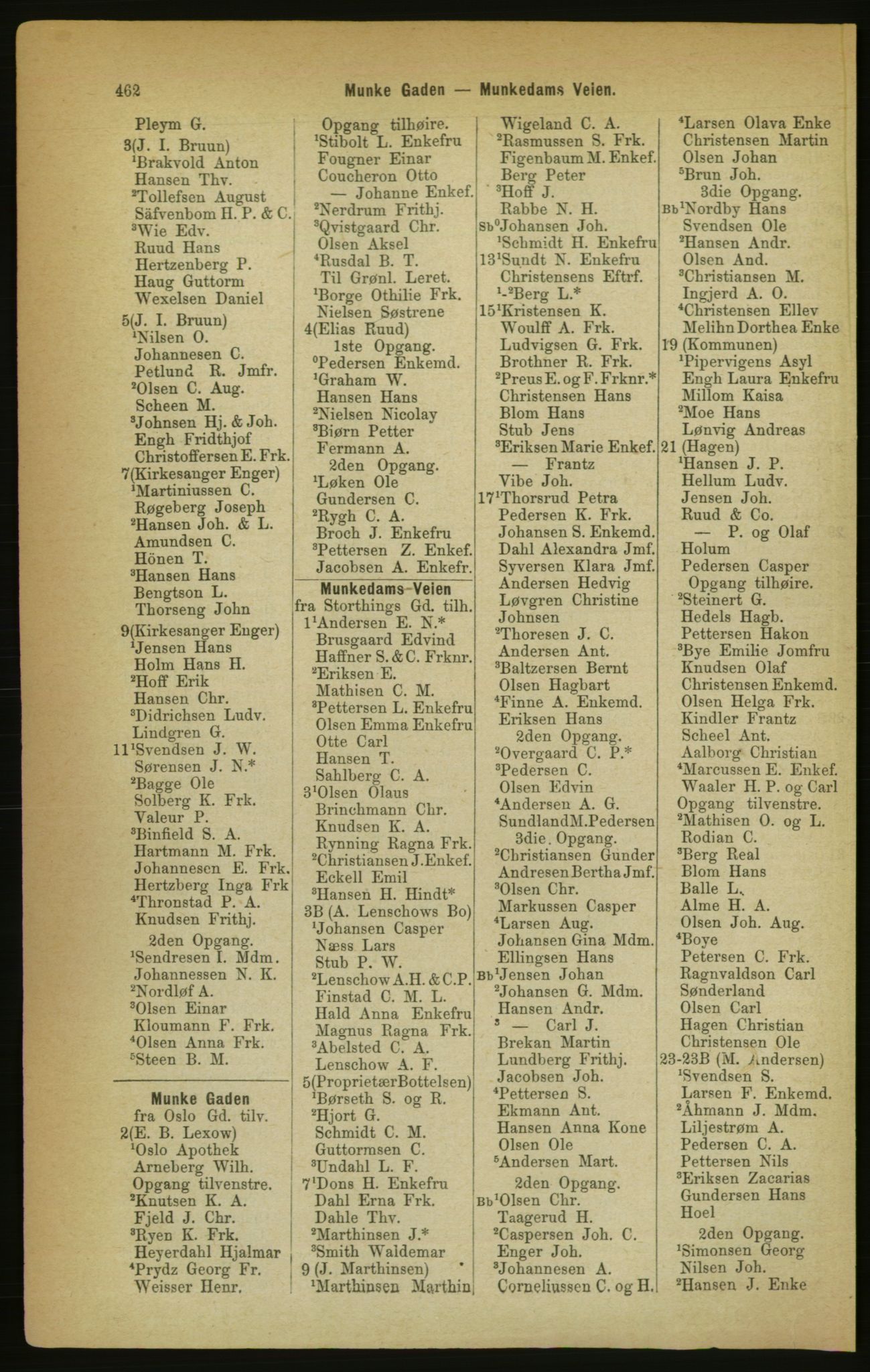 Kristiania/Oslo adressebok, PUBL/-, 1888, s. 462