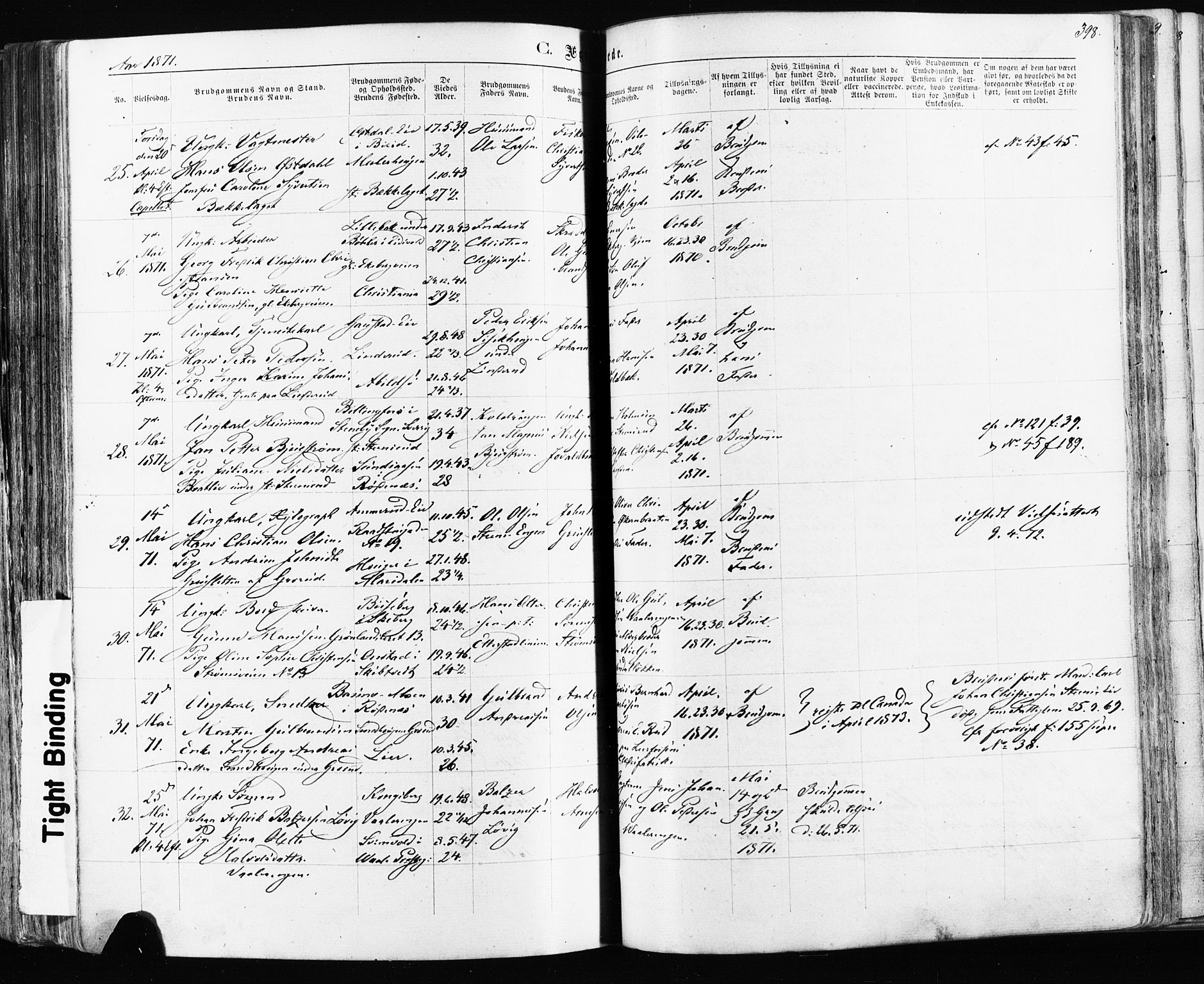 Østre Aker prestekontor Kirkebøker, AV/SAO-A-10840/F/Fa/L0003: Ministerialbok nr. I 3, 1869-1875, s. 398