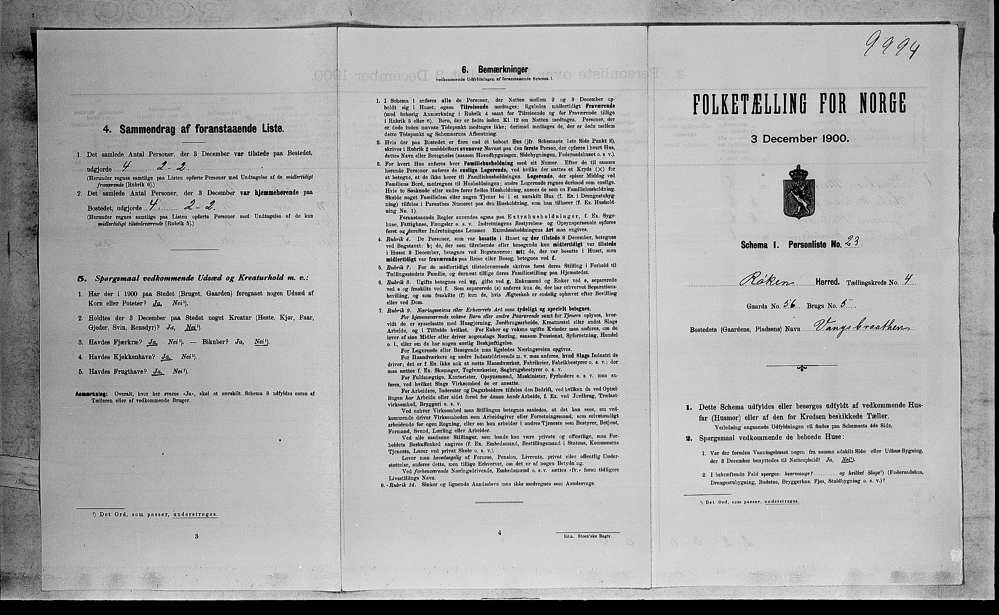 RA, Folketelling 1900 for 0627 Røyken herred, 1900, s. 559