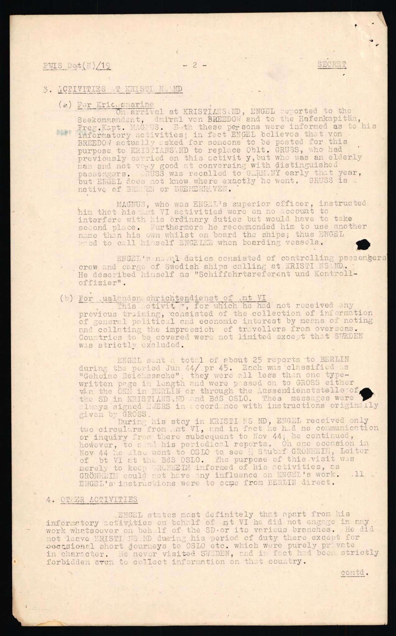 Forsvaret, Forsvarets overkommando II, AV/RA-RAFA-3915/D/Db/L0007: CI Questionaires. Tyske okkupasjonsstyrker i Norge. Tyskere., 1945-1946, s. 200