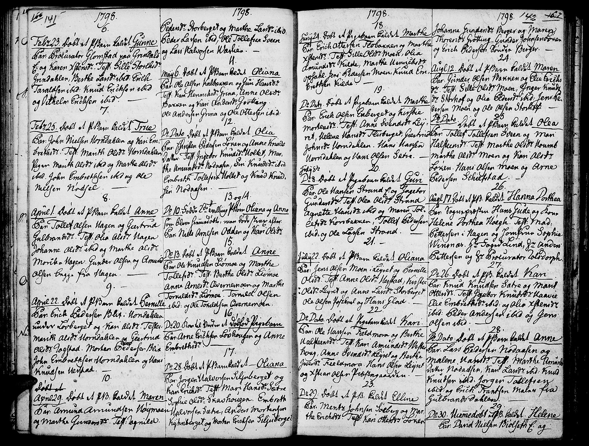 Elverum prestekontor, AV/SAH-PREST-044/H/Ha/Haa/L0006: Ministerialbok nr. 6, 1794-1814, s. 141-142