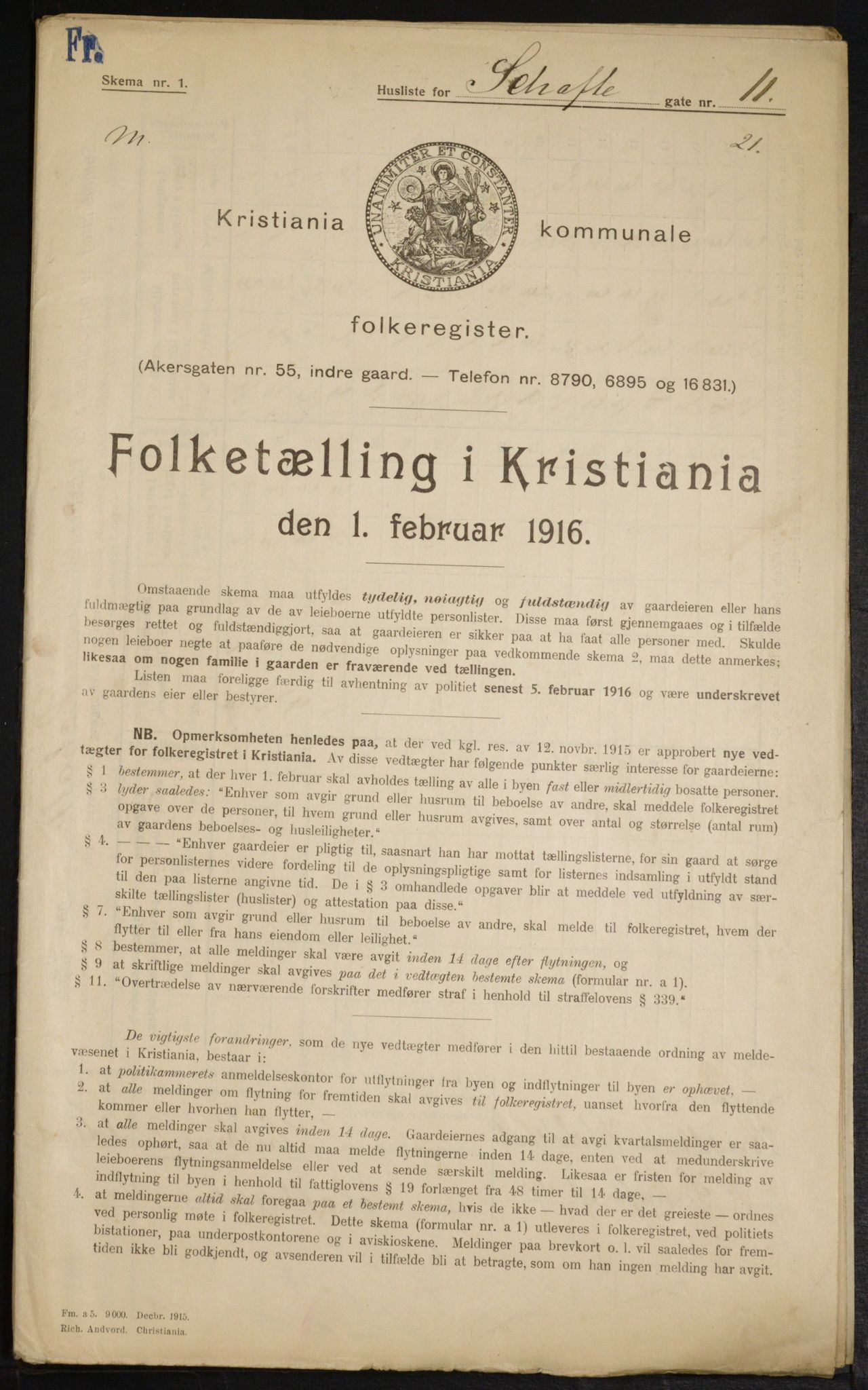 OBA, Kommunal folketelling 1.2.1916 for Kristiania, 1916, s. 91565