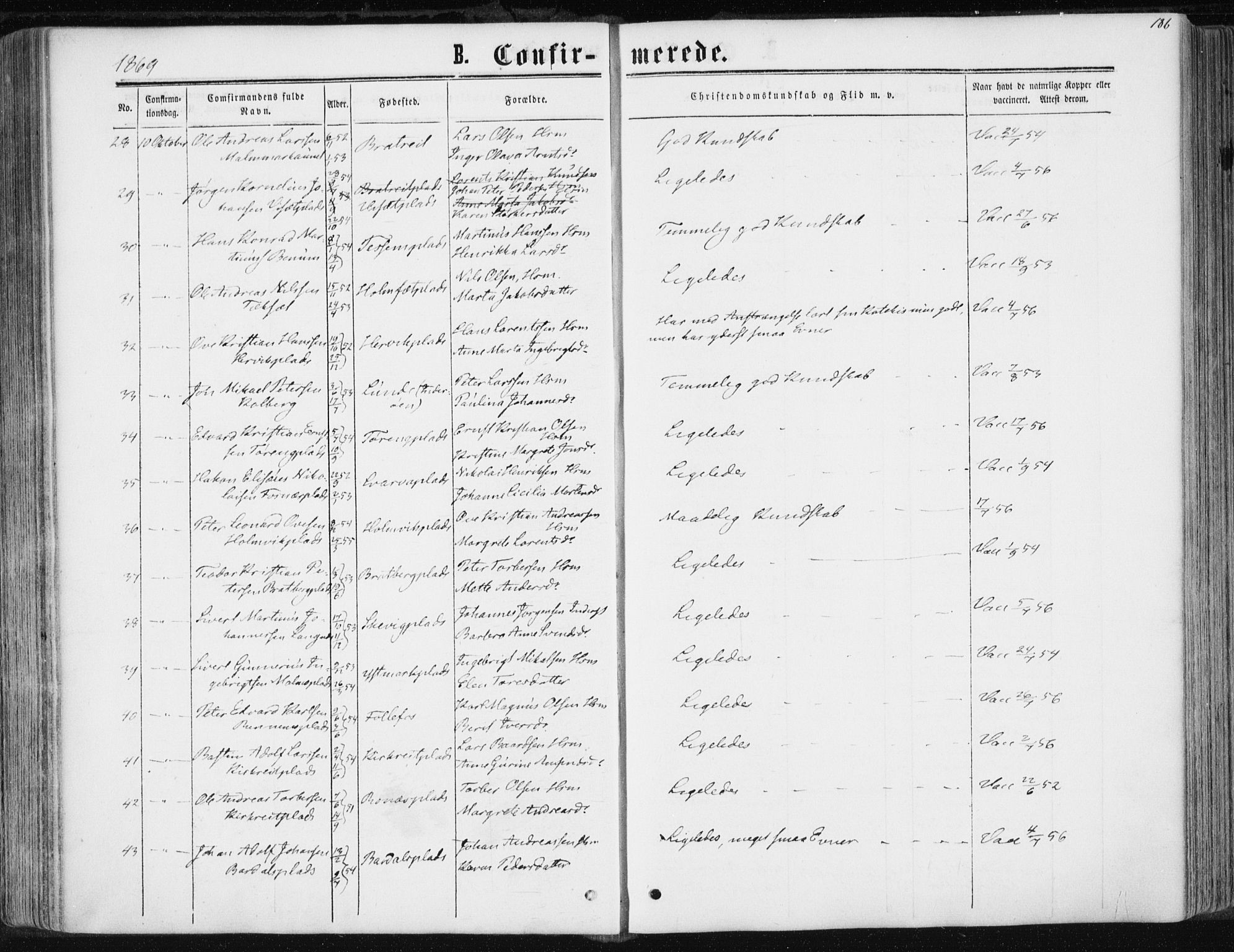 Ministerialprotokoller, klokkerbøker og fødselsregistre - Nord-Trøndelag, SAT/A-1458/741/L0394: Ministerialbok nr. 741A08, 1864-1877, s. 186