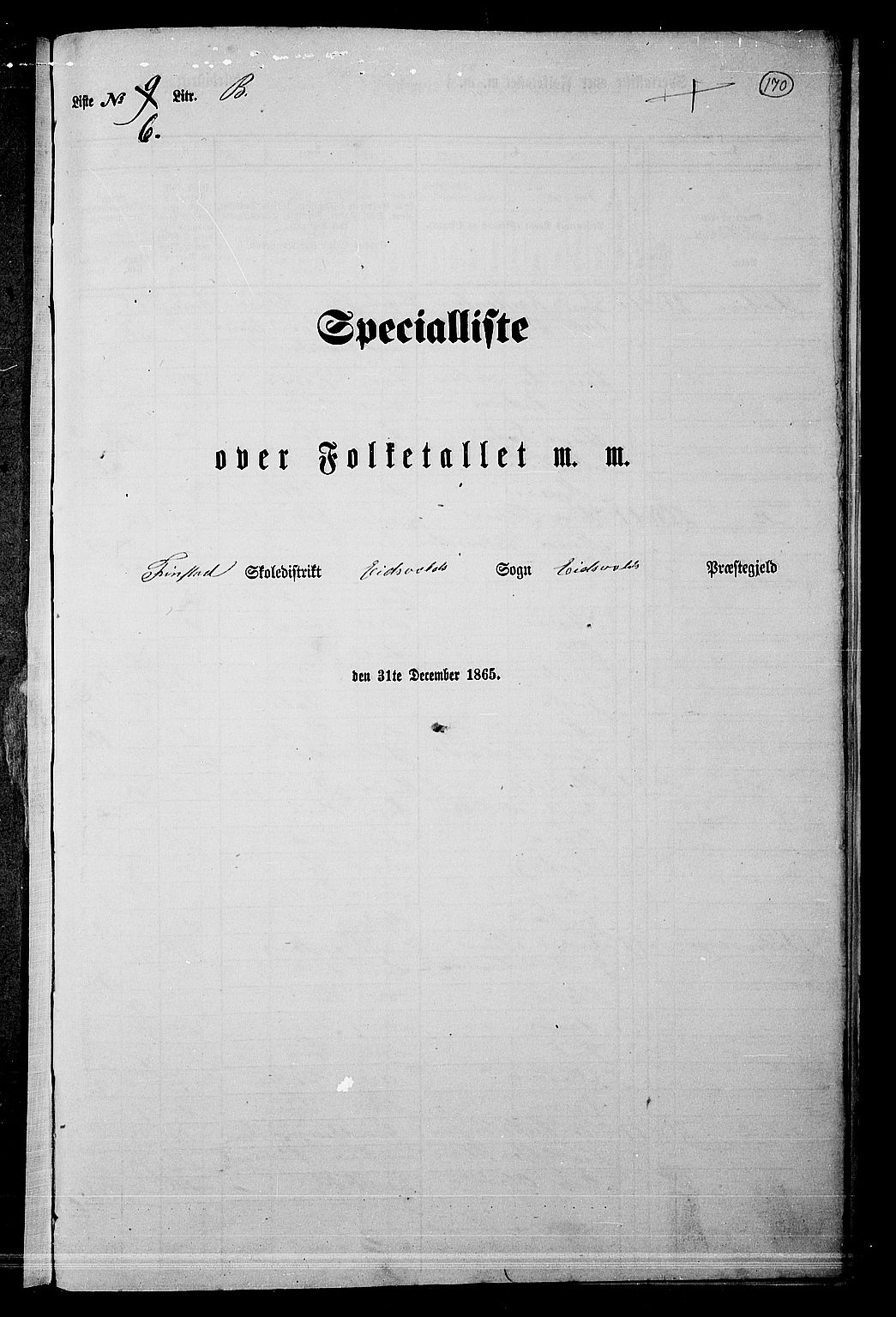 RA, Folketelling 1865 for 0237P Eidsvoll prestegjeld, 1865, s. 149