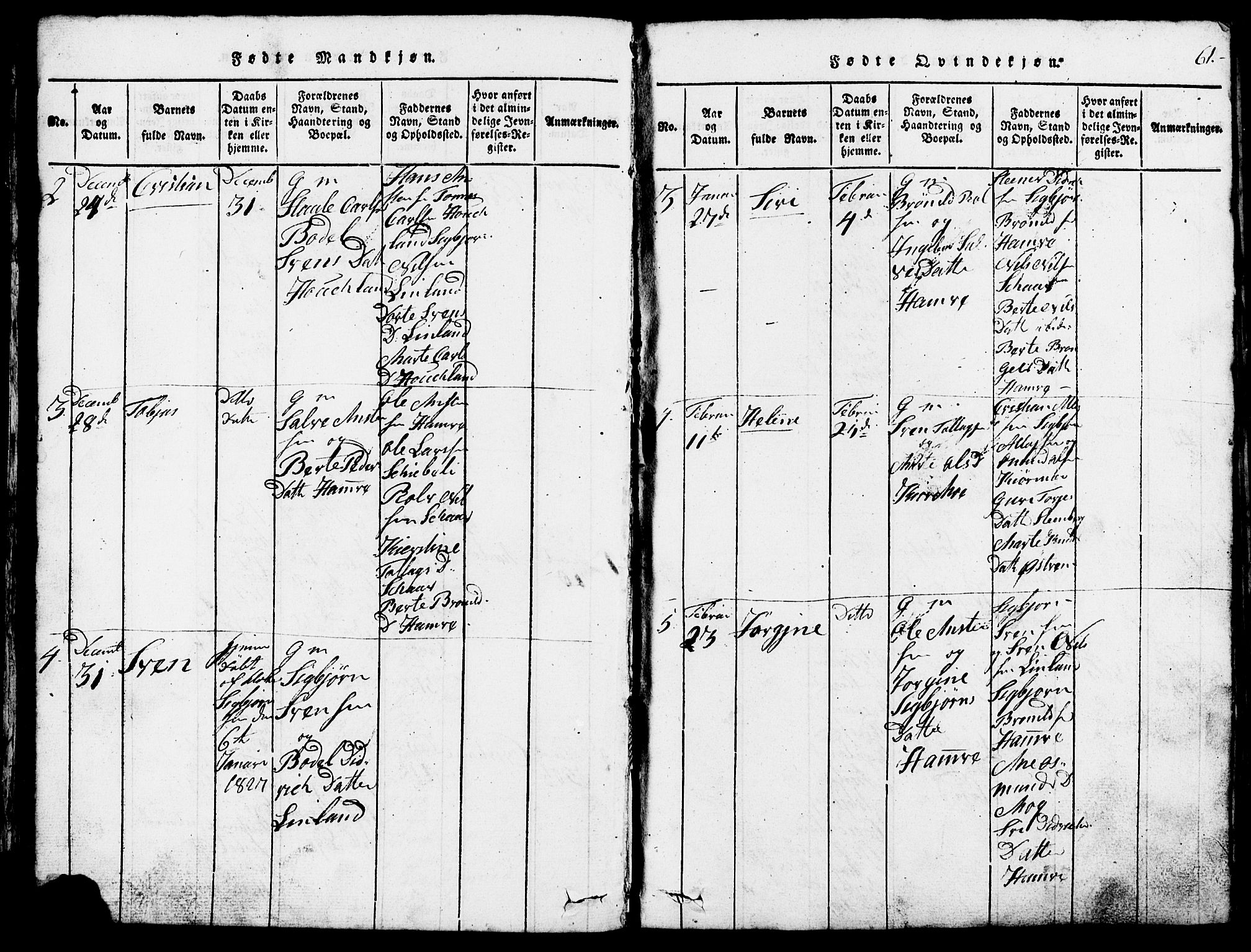 Lund sokneprestkontor, AV/SAST-A-101809/S07/L0002: Klokkerbok nr. B 2, 1816-1832, s. 61