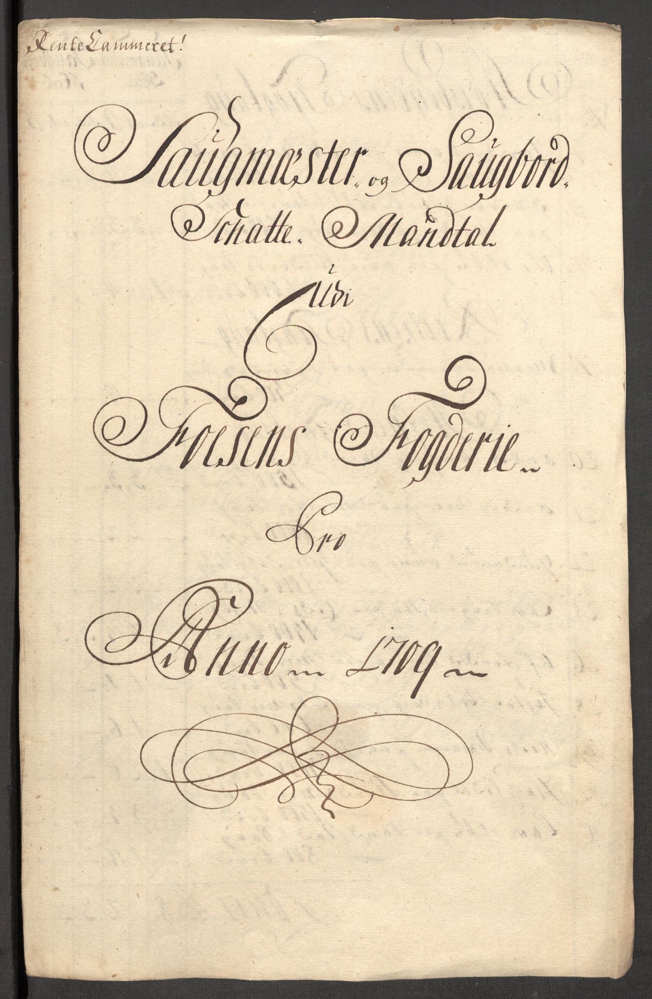 Rentekammeret inntil 1814, Reviderte regnskaper, Fogderegnskap, RA/EA-4092/R57/L3858: Fogderegnskap Fosen, 1708-1709, s. 275