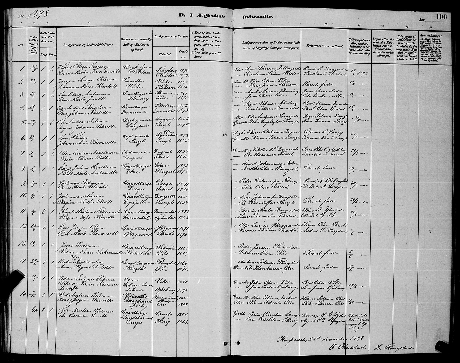 Ministerialprotokoller, klokkerbøker og fødselsregistre - Møre og Romsdal, AV/SAT-A-1454/520/L0292: Klokkerbok nr. 520C04, 1882-1901, s. 106