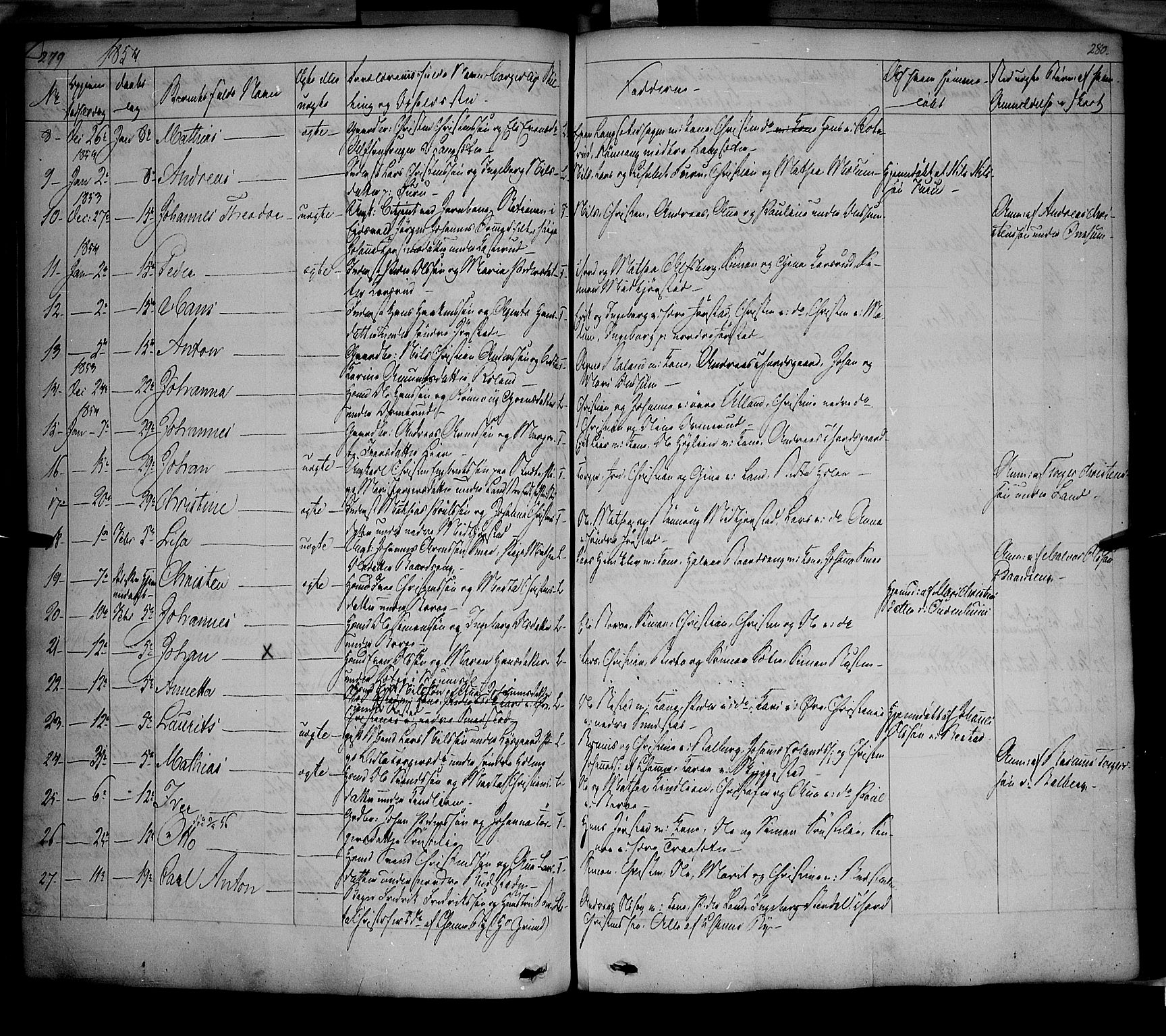 Fåberg prestekontor, AV/SAH-PREST-086/H/Ha/Haa/L0005: Ministerialbok nr. 5, 1836-1854, s. 279-280
