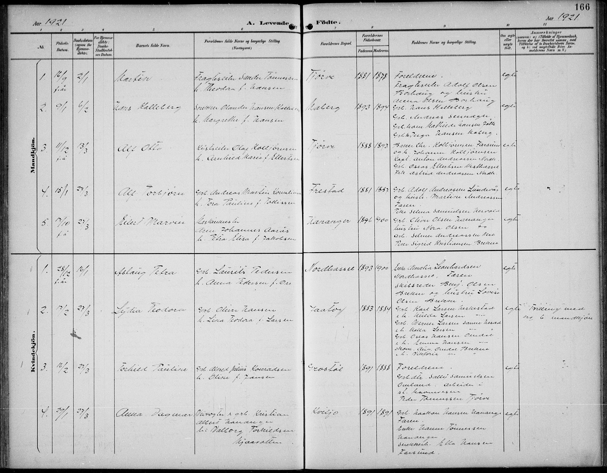 Lista sokneprestkontor, SAK/1111-0027/F/Fb/L0005: Klokkerbok nr. B 5, 1892-1923, s. 166