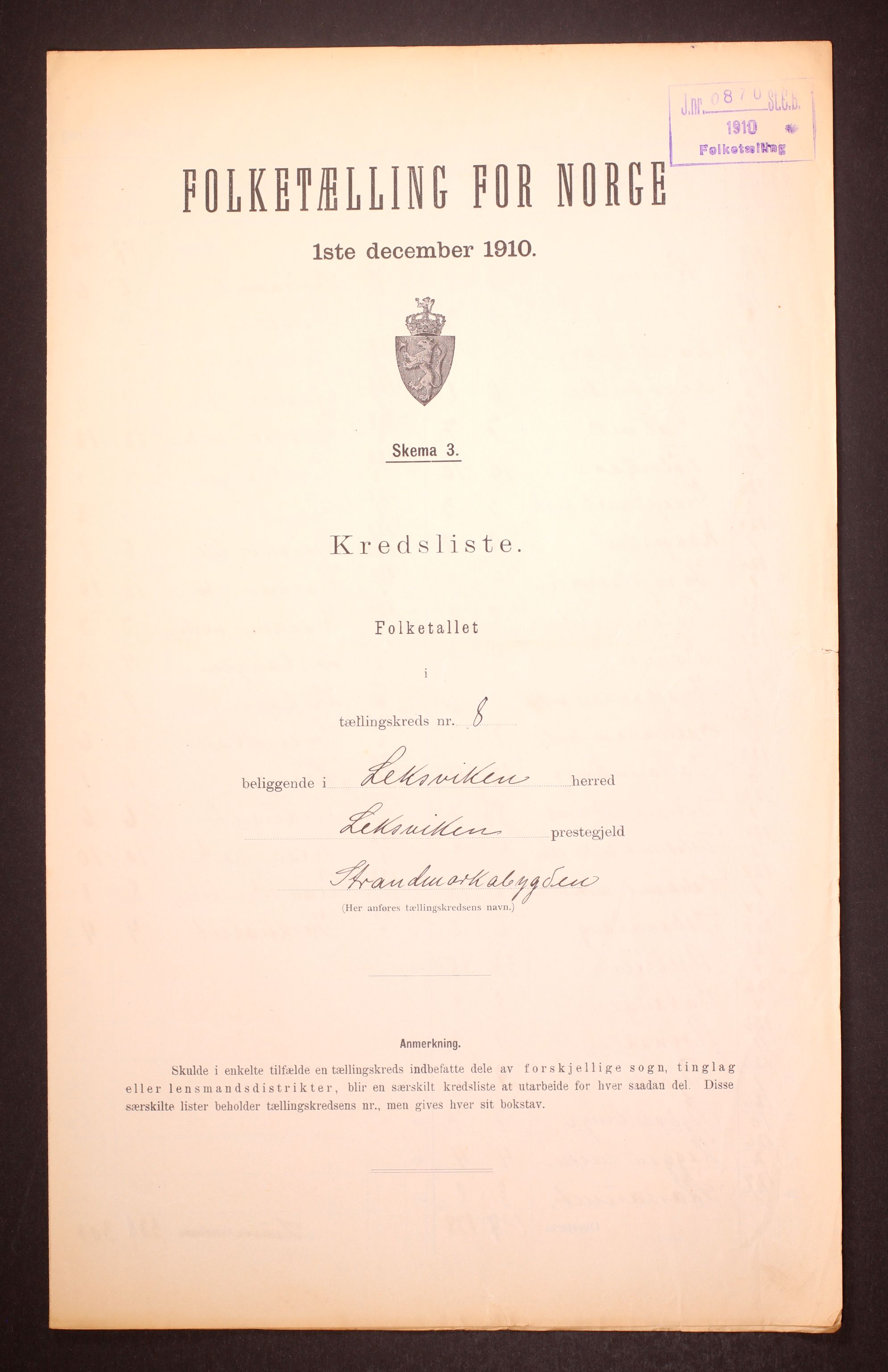 RA, Folketelling 1910 for 1718 Leksvik herred, 1910, s. 27