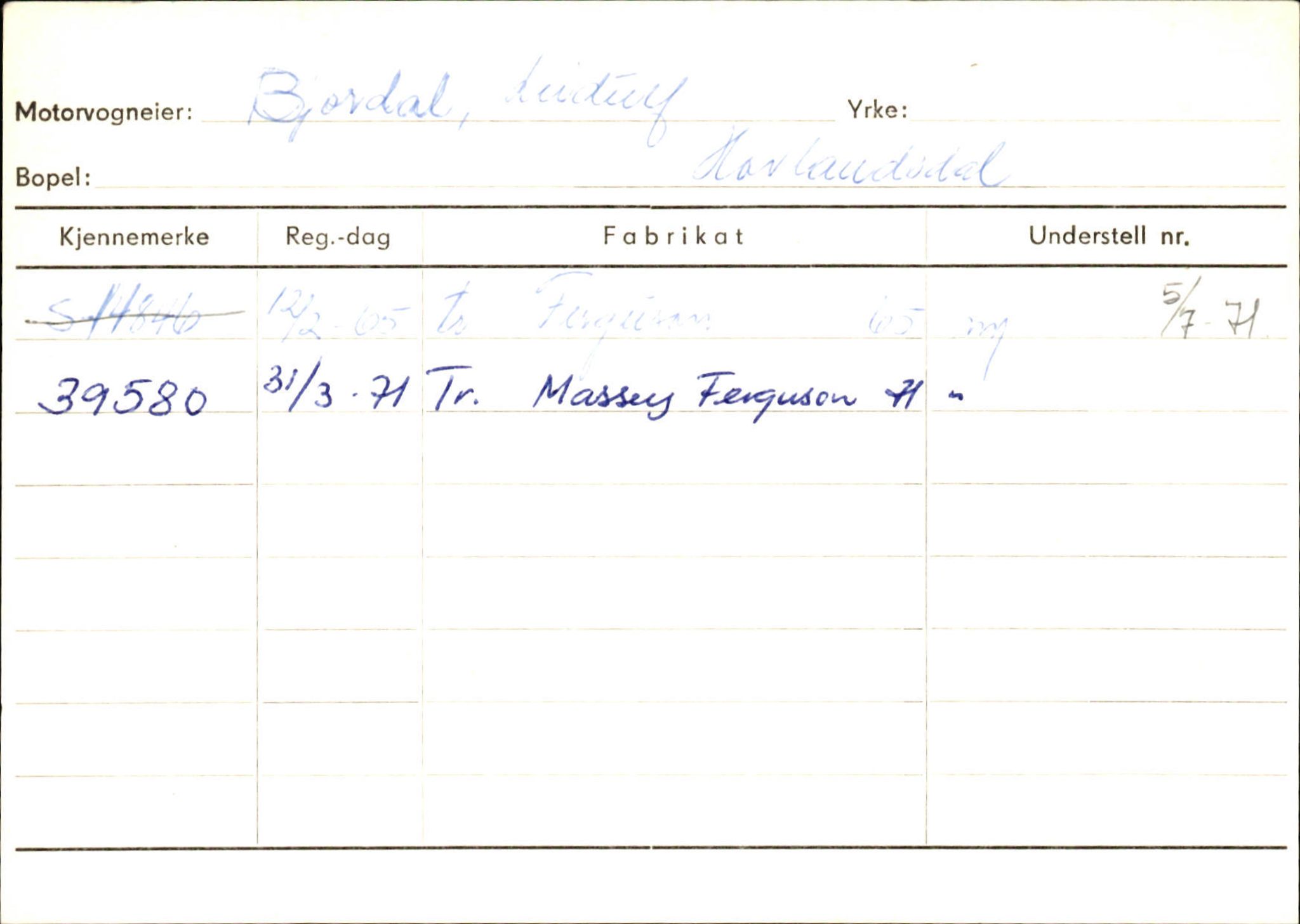 Statens vegvesen, Sogn og Fjordane vegkontor, AV/SAB-A-5301/4/F/L0125: Eigarregister Sogndal V-Å. Aurland A-Å. Fjaler A-N, 1945-1975, s. 1436