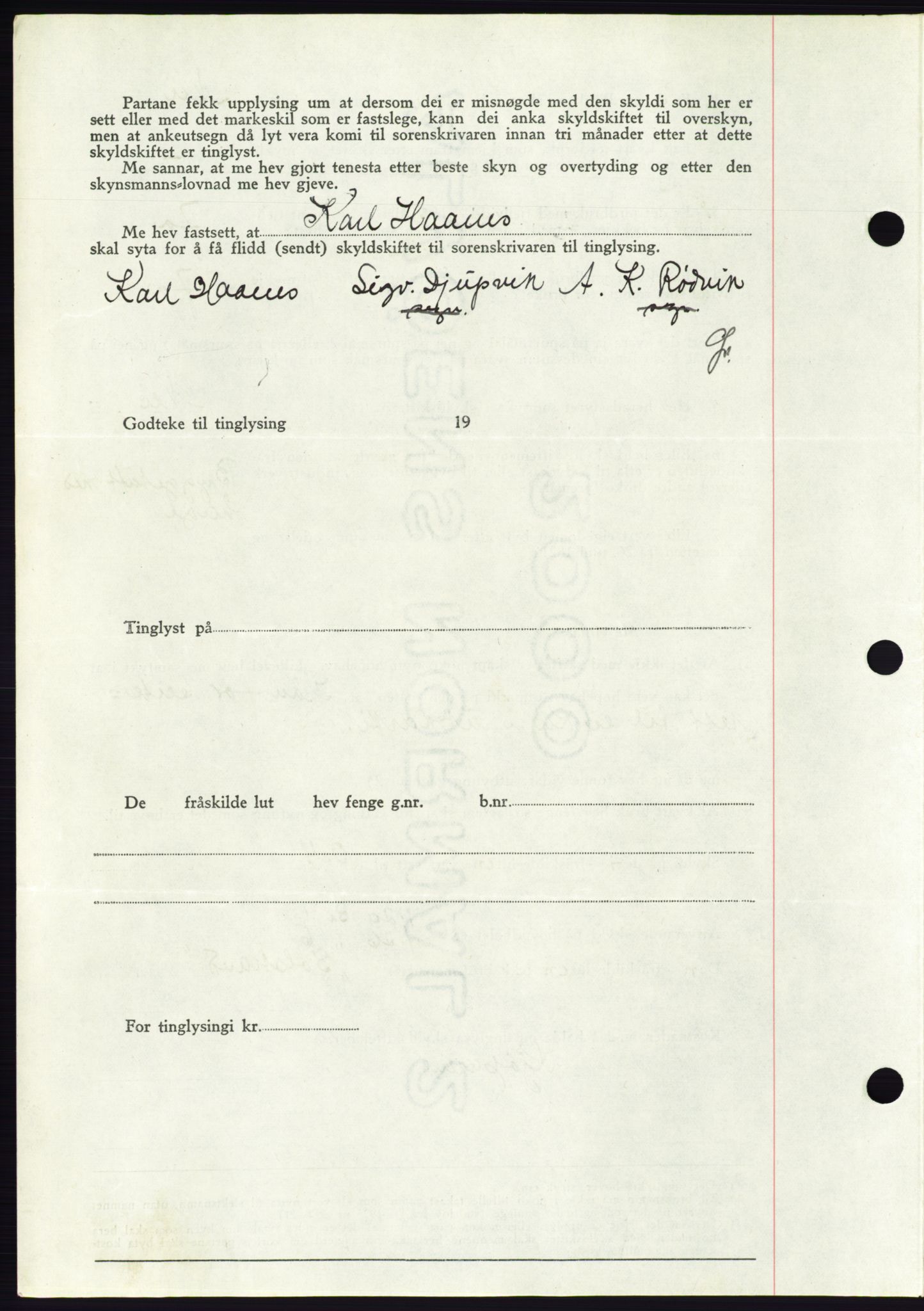 Søre Sunnmøre sorenskriveri, AV/SAT-A-4122/1/2/2C/L0077: Pantebok nr. 3A, 1945-1946, Dagboknr: 406/1945