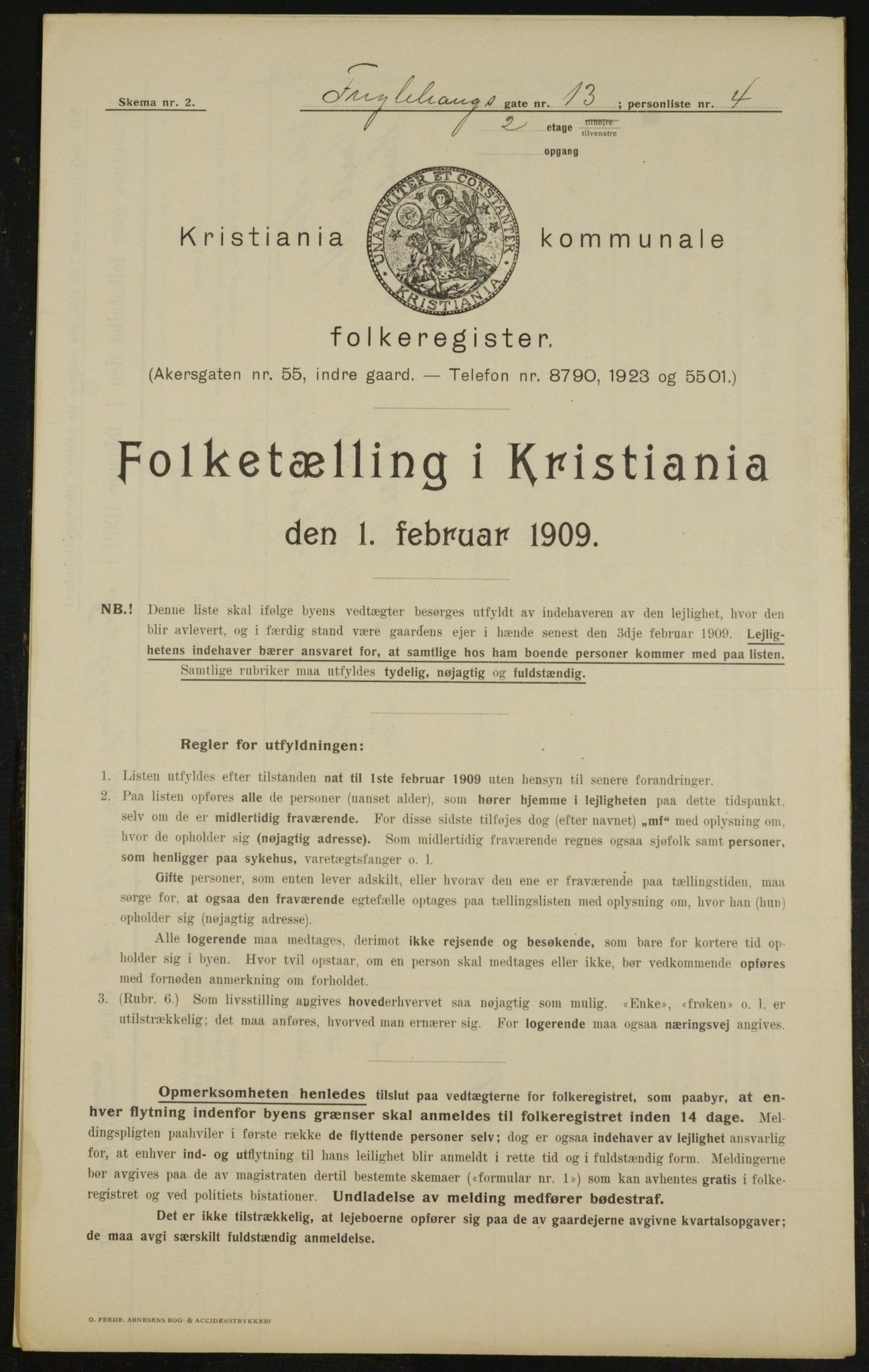 OBA, Kommunal folketelling 1.2.1909 for Kristiania kjøpstad, 1909, s. 25912