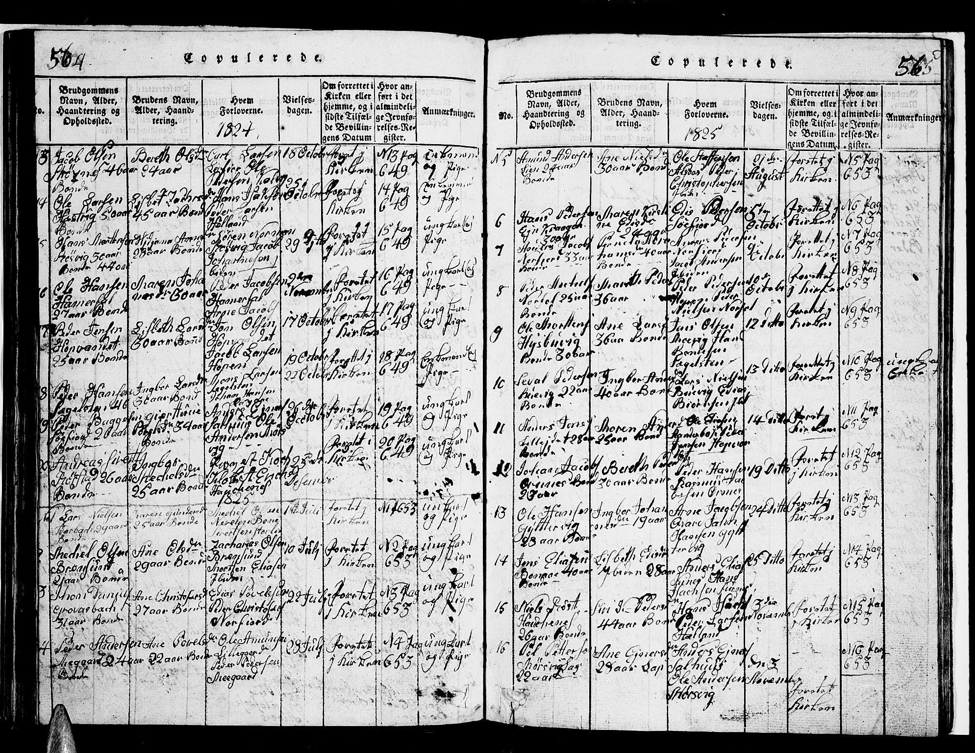 Ministerialprotokoller, klokkerbøker og fødselsregistre - Nordland, AV/SAT-A-1459/853/L0773: Klokkerbok nr. 853C01, 1821-1859, s. 564-565