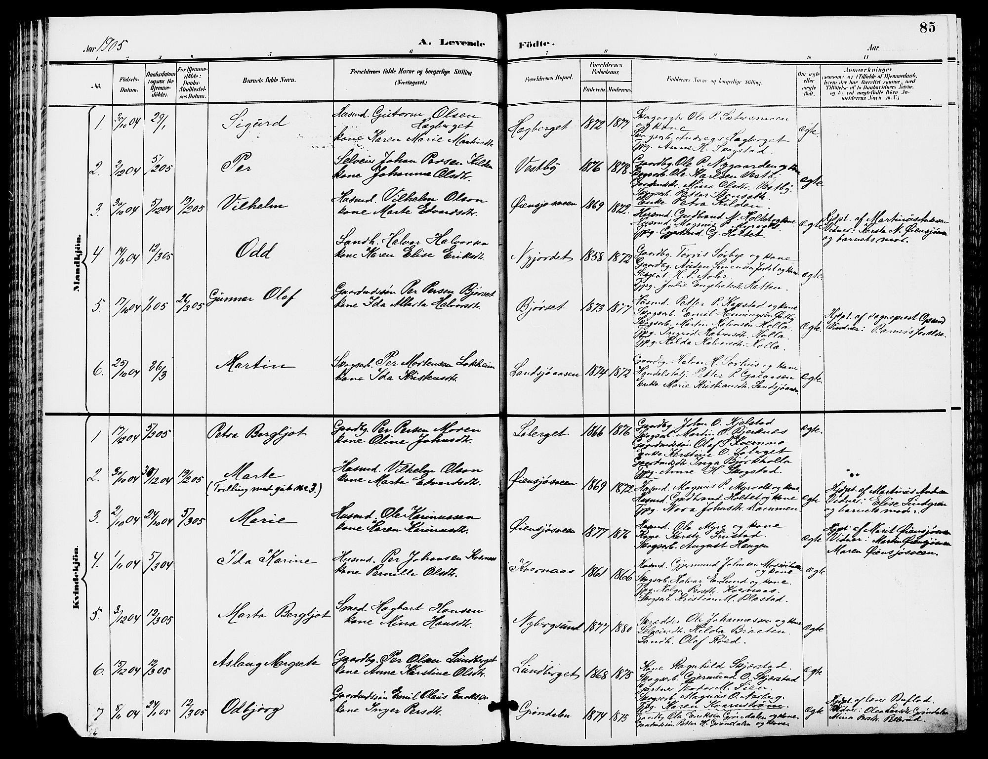 Trysil prestekontor, AV/SAH-PREST-046/H/Ha/Hab/L0006: Klokkerbok nr. 6, 1896-1912, s. 85