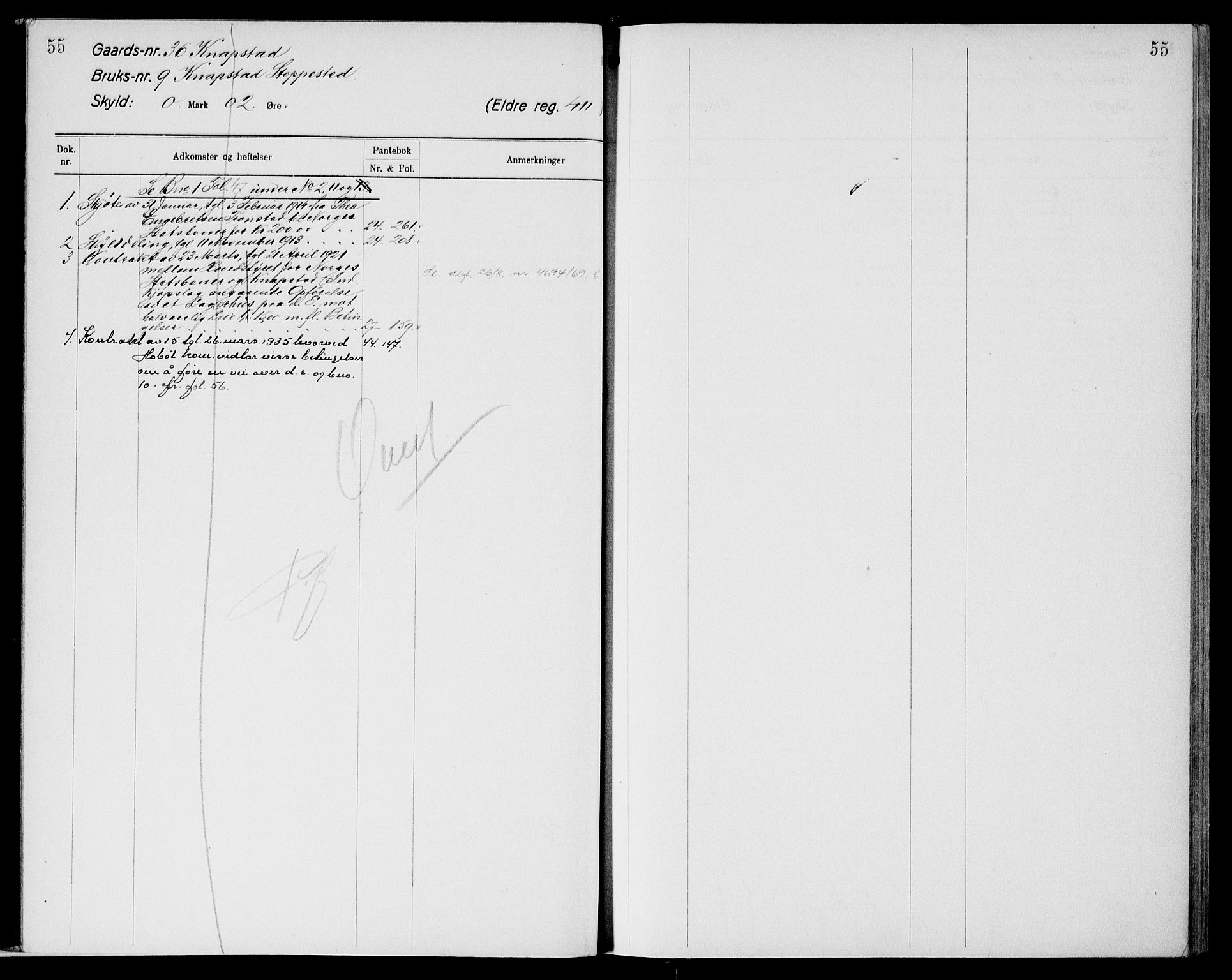 Moss sorenskriveri, SAO/A-10168: Panteregister nr. X 2, 1733-1961, s. 55