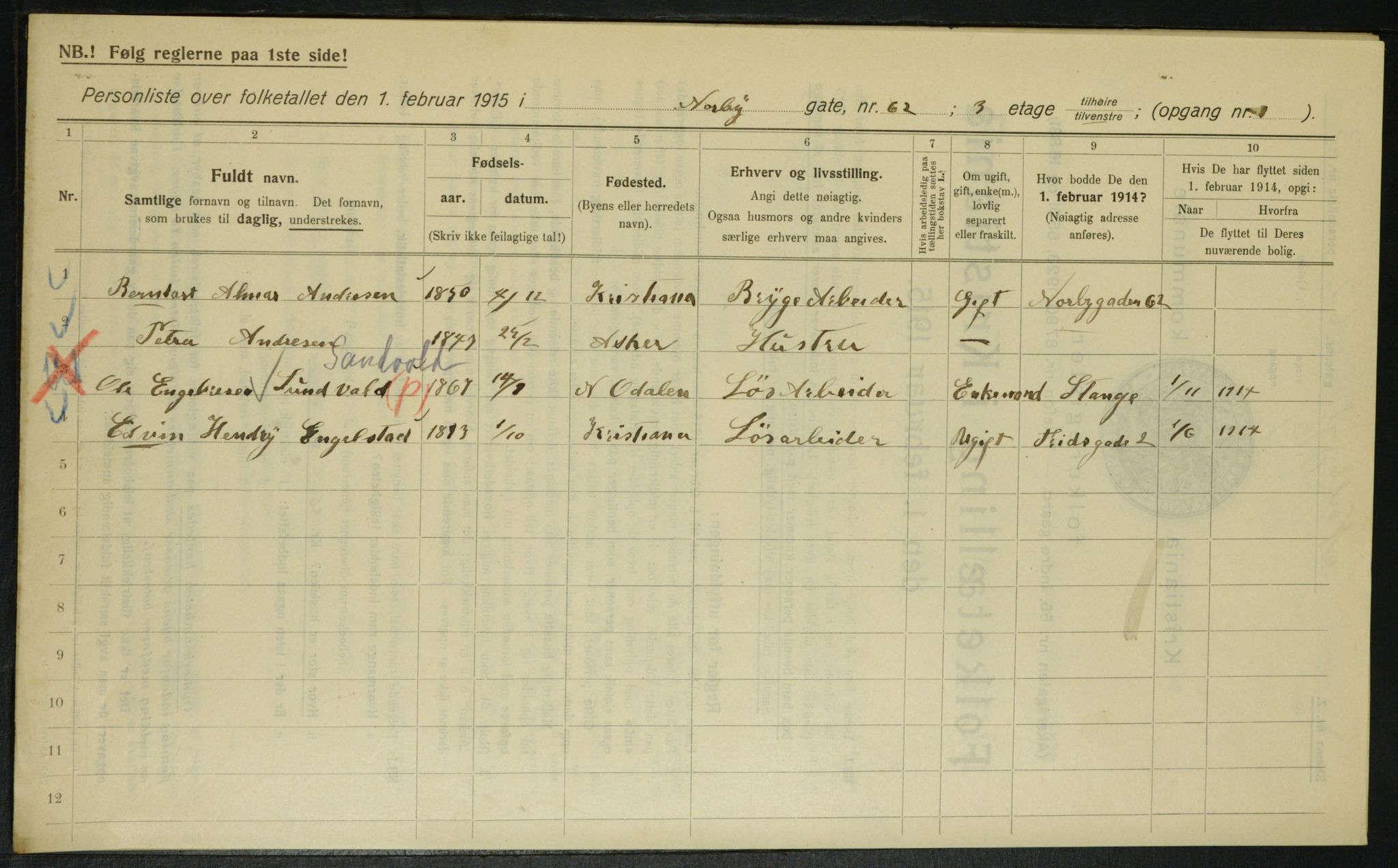OBA, Kommunal folketelling 1.2.1915 for Kristiania, 1915, s. 71542