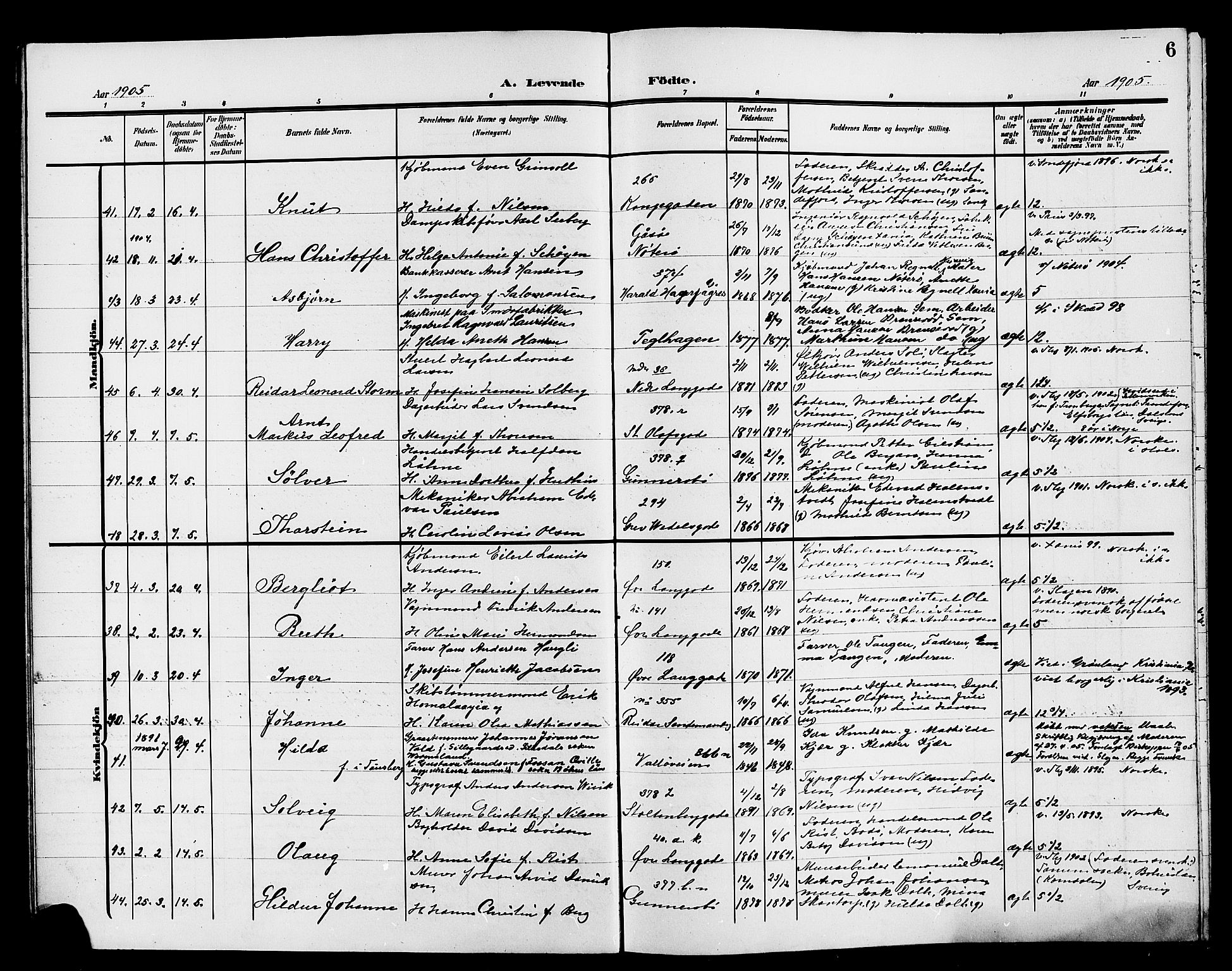 Tønsberg kirkebøker, AV/SAKO-A-330/G/Ga/L0008: Klokkerbok nr. 8, 1905-1912, s. 6