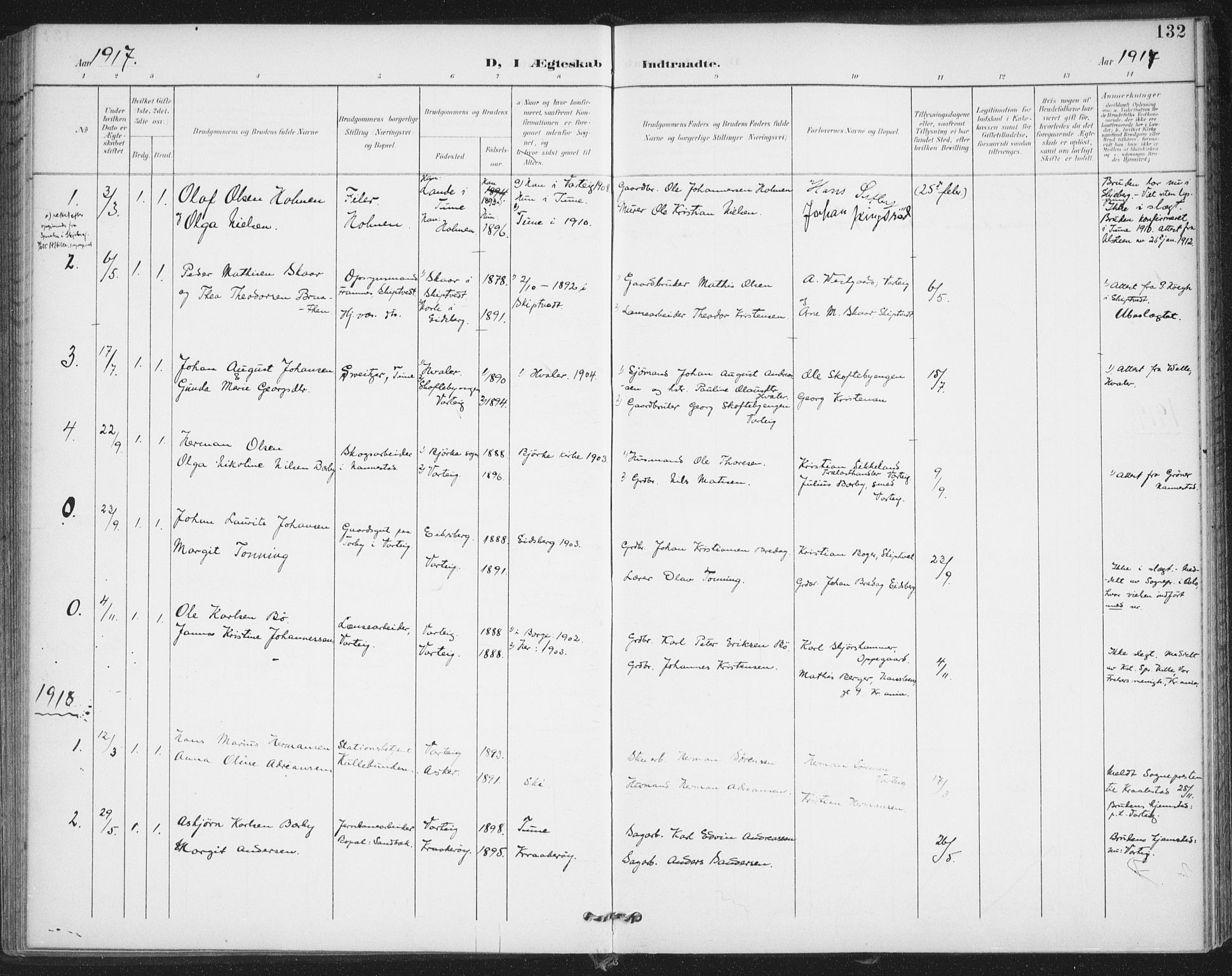 Varteig prestekontor Kirkebøker, AV/SAO-A-10447a/F/Fa/L0003: Ministerialbok nr. 3, 1899-1919, s. 132