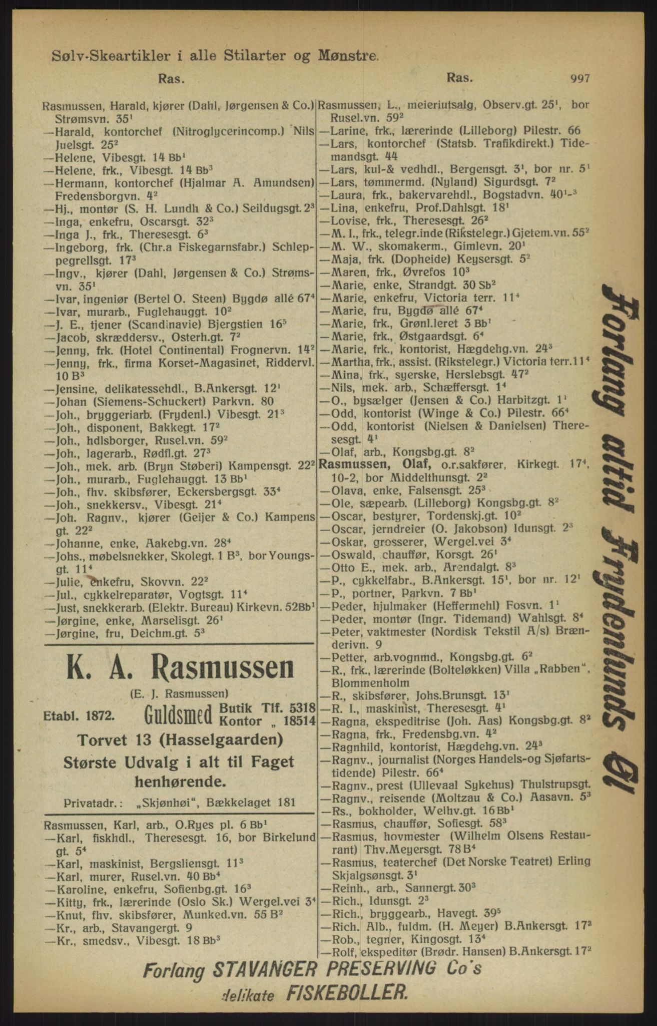 Kristiania/Oslo adressebok, PUBL/-, 1915, s. 997