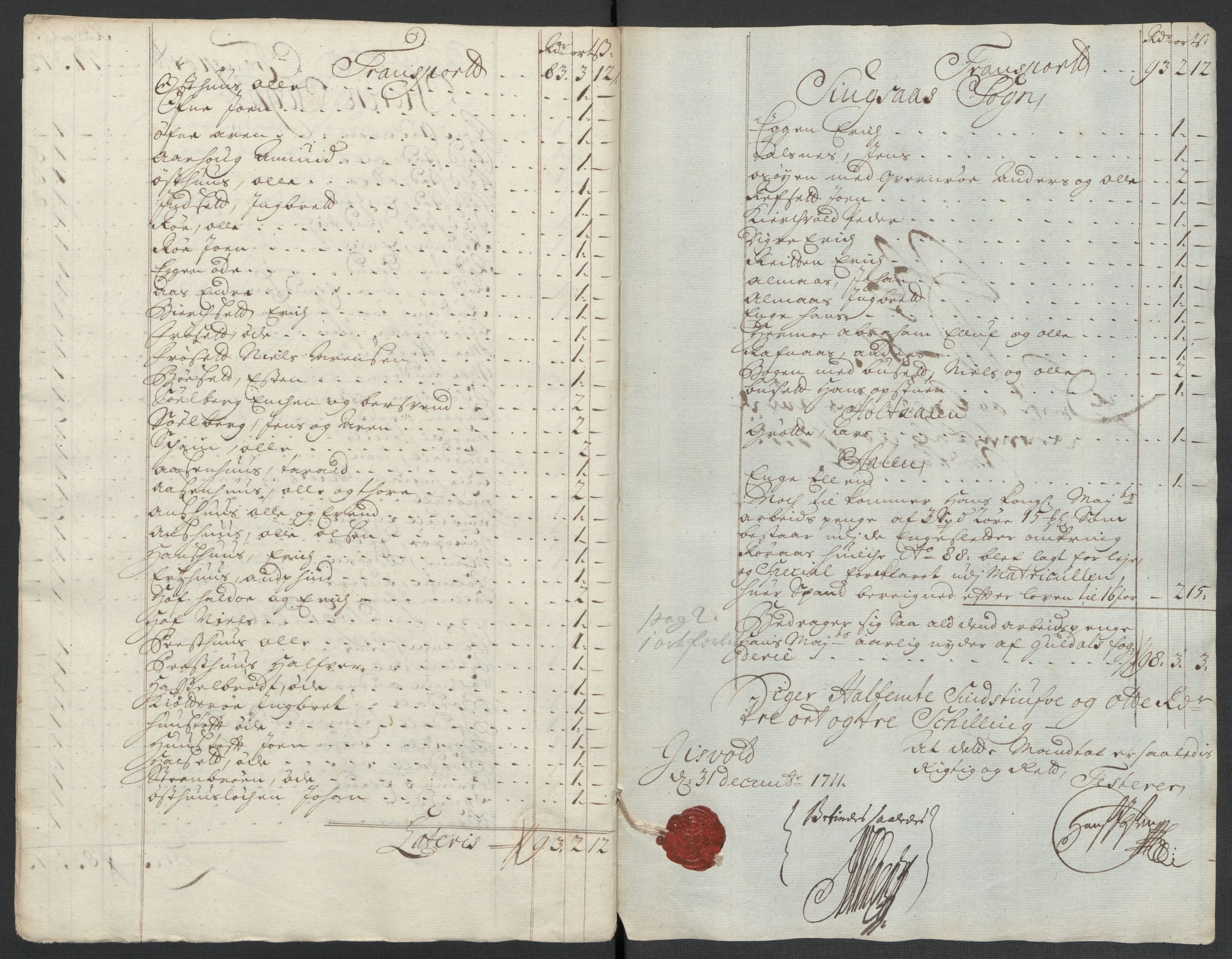 Rentekammeret inntil 1814, Reviderte regnskaper, Fogderegnskap, AV/RA-EA-4092/R60/L3961: Fogderegnskap Orkdal og Gauldal, 1711, s. 386