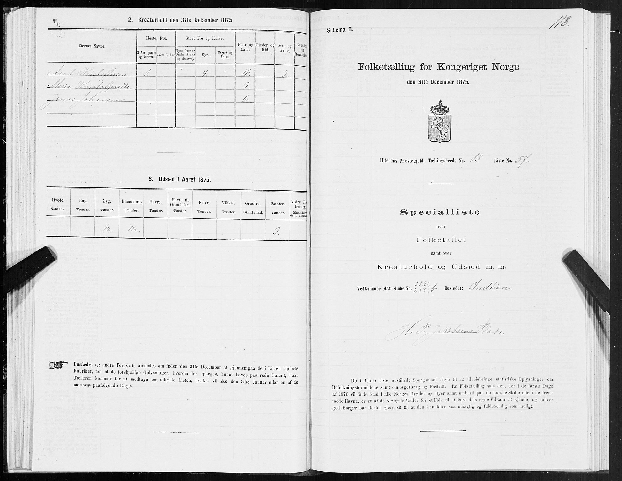 SAT, Folketelling 1875 for 1617P Hitra prestegjeld, 1875, s. 7113