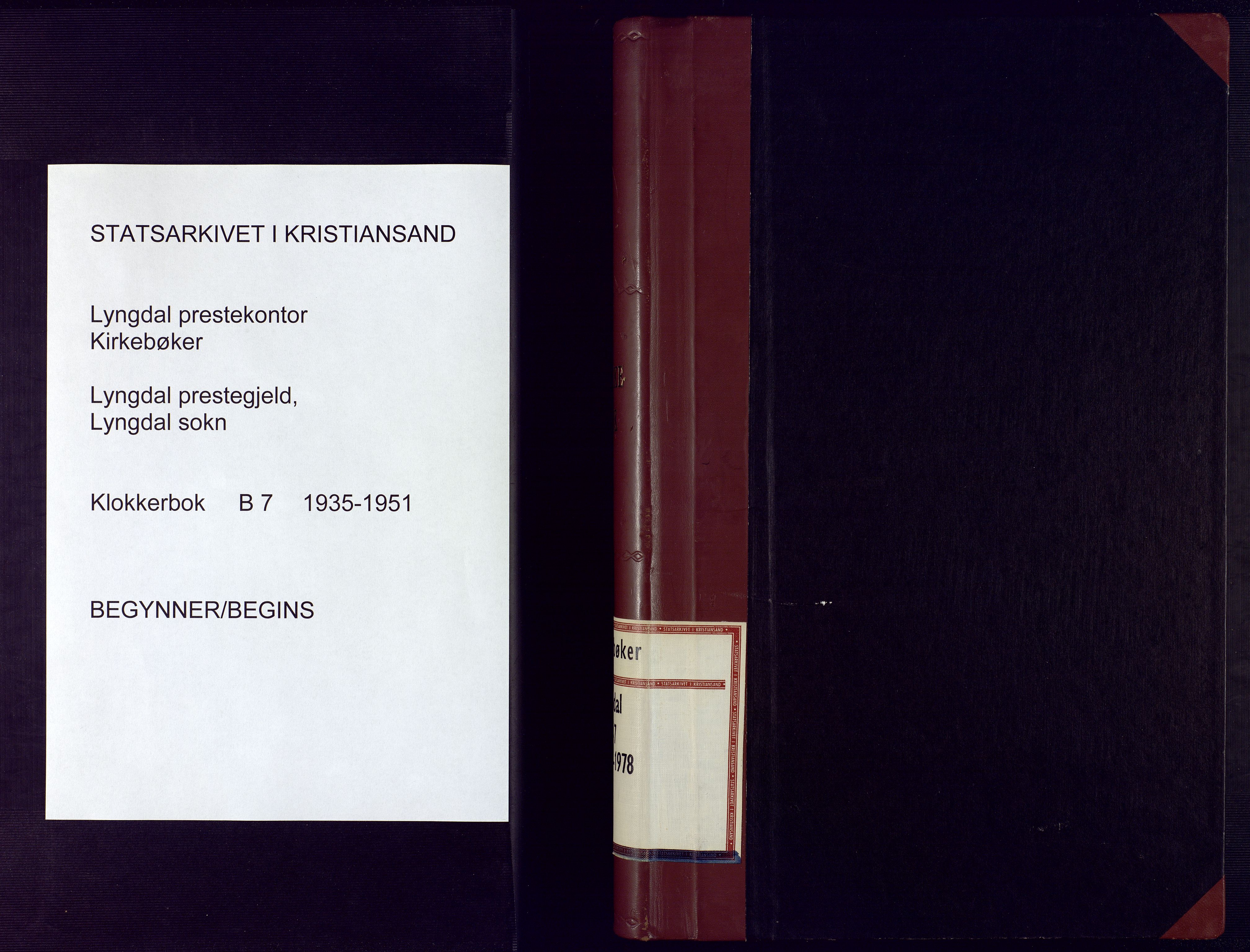 Holum sokneprestkontor, SAK/1111-0022/F/Fb/Fbb/L0007: Klokkerbok nr. B-7, 1976-1978