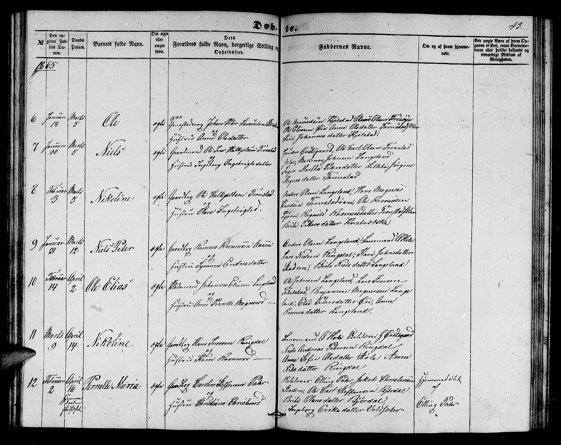 Ministerialprotokoller, klokkerbøker og fødselsregistre - Møre og Romsdal, AV/SAT-A-1454/517/L0228: Klokkerbok nr. 517C01, 1854-1865, s. 43