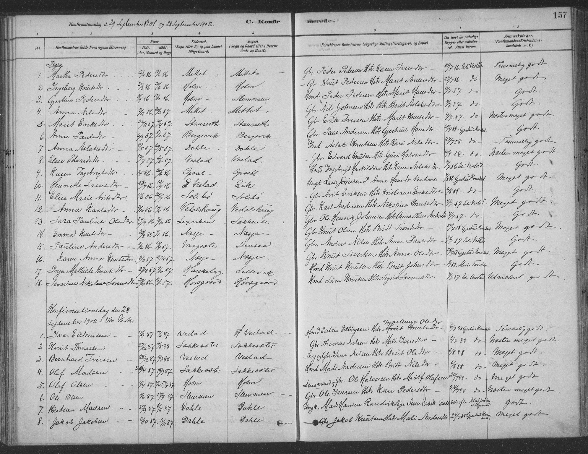 Ministerialprotokoller, klokkerbøker og fødselsregistre - Møre og Romsdal, AV/SAT-A-1454/547/L0604: Ministerialbok nr. 547A06, 1878-1906, s. 157