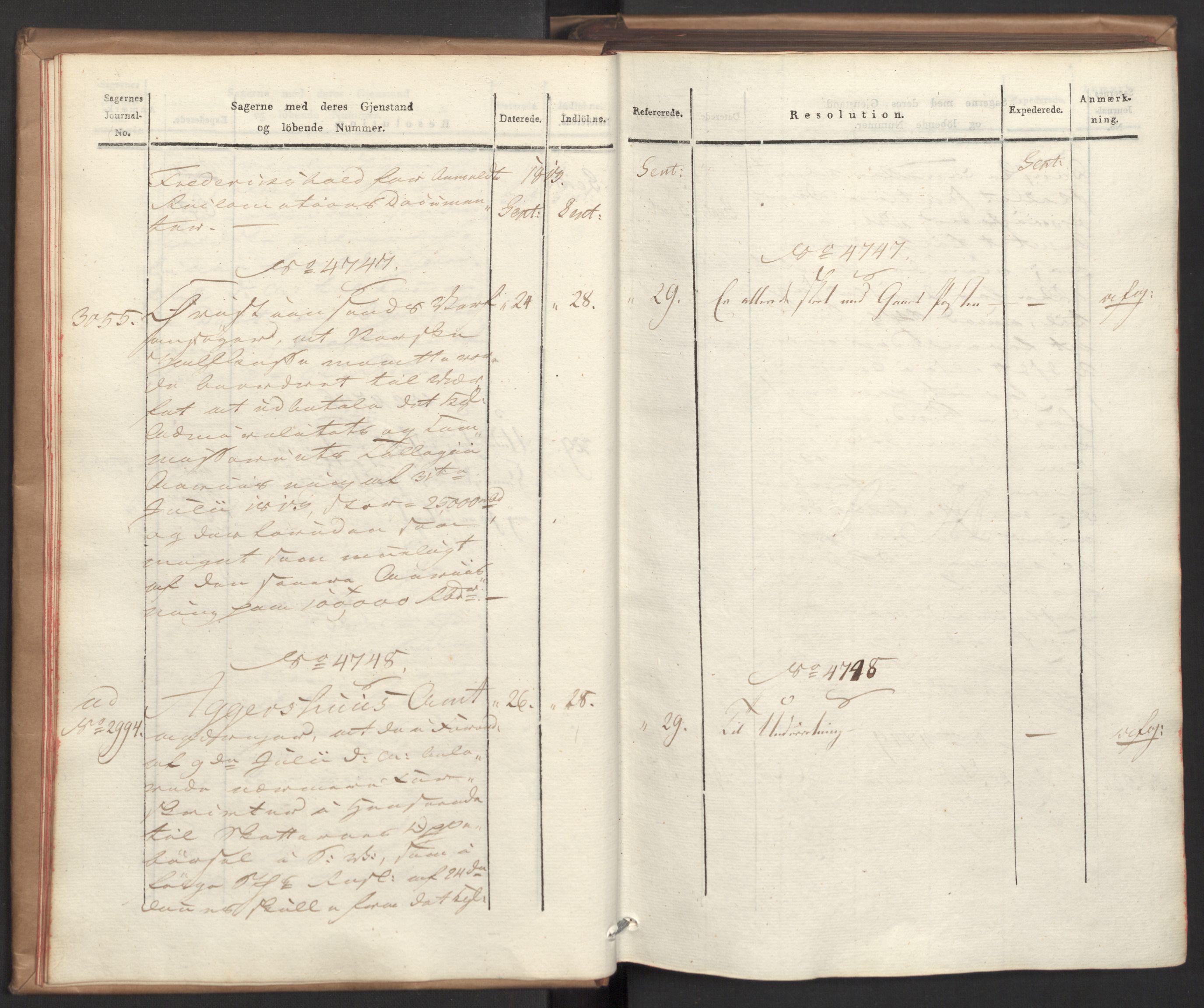 Stattholderembetet 1810-1814, 2. kontor (Kontor B), AV/RA-EA-5432/Ab/L0008: Referatprotokoll,  j.nr. 3043-3538,  l.nr. 4732-5314, 1813, s. 11