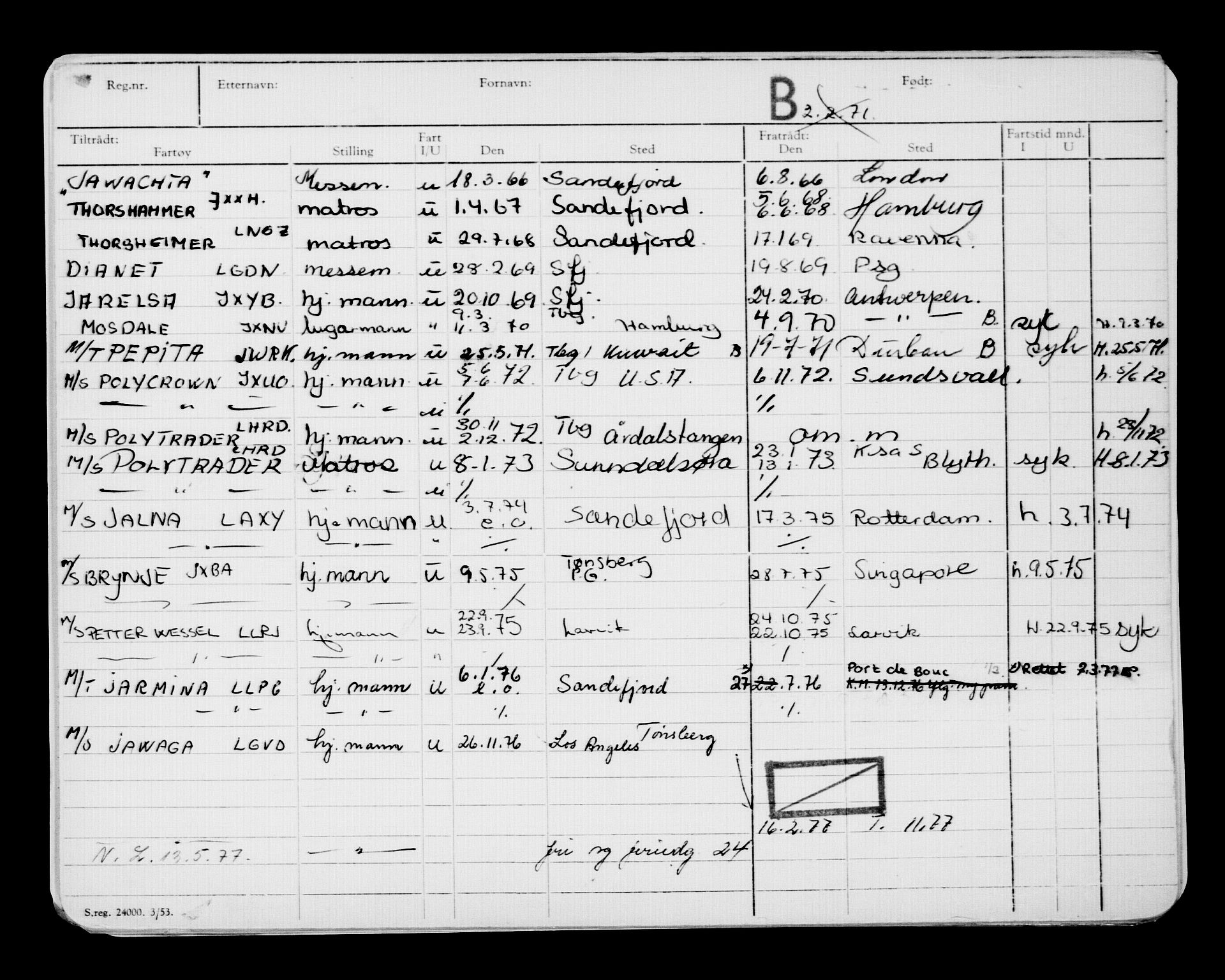 Direktoratet for sjømenn, AV/RA-S-3545/G/Gb/L0159: Hovedkort, 1918, s. 463