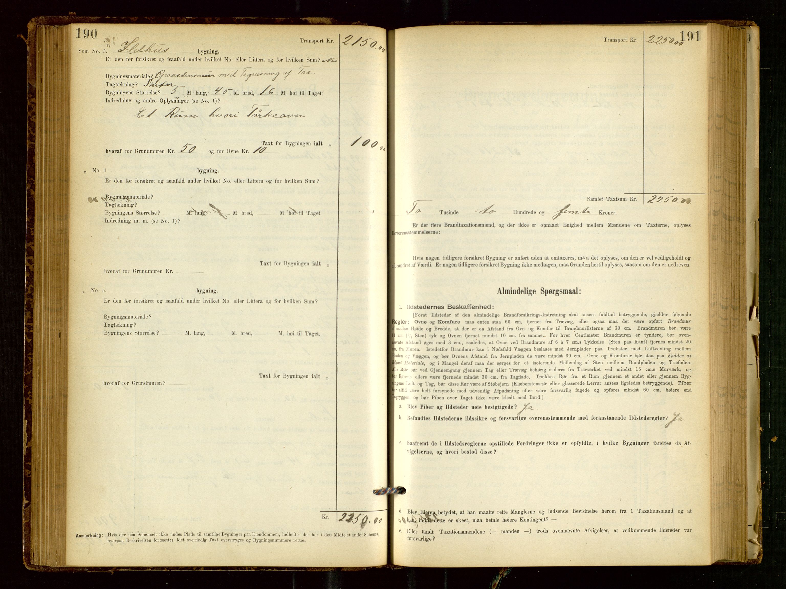 Skjold lensmannskontor, AV/SAST-A-100182/Gob/L0001: "Brandtaxationsprotokol for Skjold Lensmandsdistrikt Ryfylke Fogderi", 1894-1939, s. 190-191