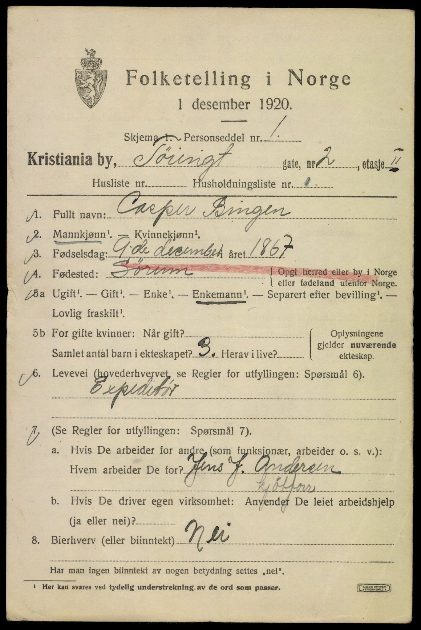 SAO, Folketelling 1920 for 0301 Kristiania kjøpstad, 1920, s. 604771