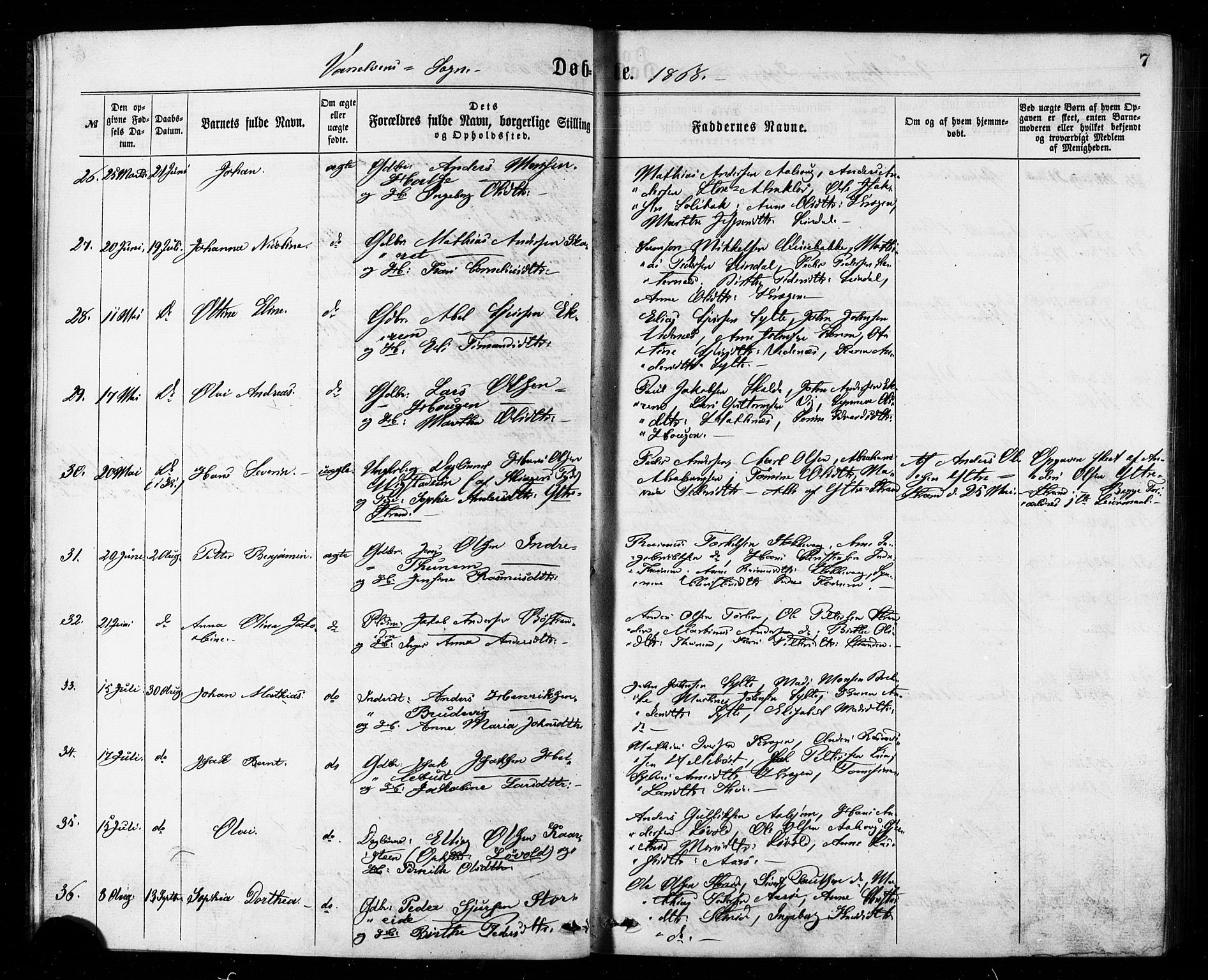 Ministerialprotokoller, klokkerbøker og fødselsregistre - Møre og Romsdal, AV/SAT-A-1454/501/L0007: Ministerialbok nr. 501A07, 1868-1884, s. 7