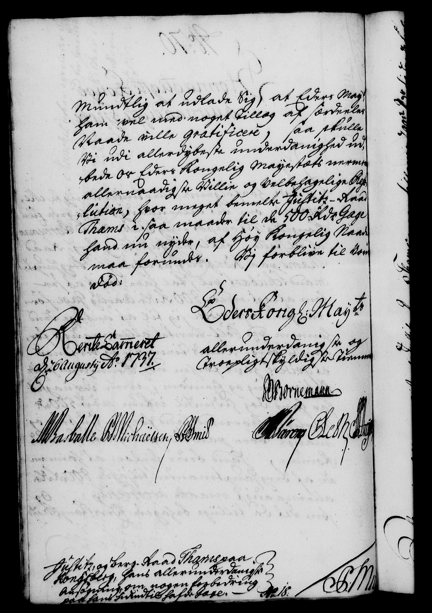 Rentekammeret, Kammerkanselliet, RA/EA-3111/G/Gf/Gfa/L0020: Norsk relasjons- og resolusjonsprotokoll (merket RK 52.20), 1737, s. 557