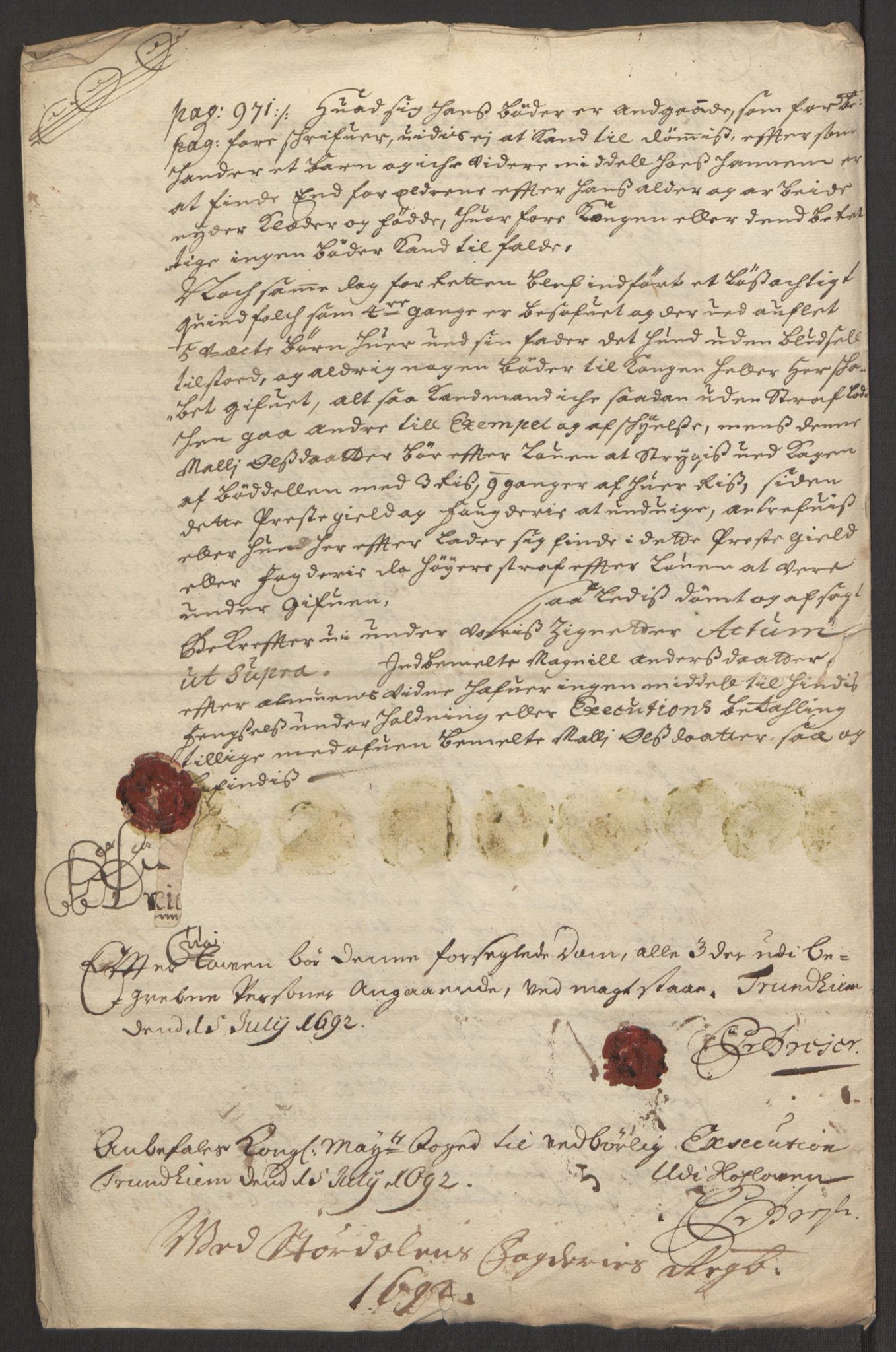 Rentekammeret inntil 1814, Reviderte regnskaper, Fogderegnskap, RA/EA-4092/R62/L4185: Fogderegnskap Stjørdal og Verdal, 1692, s. 335