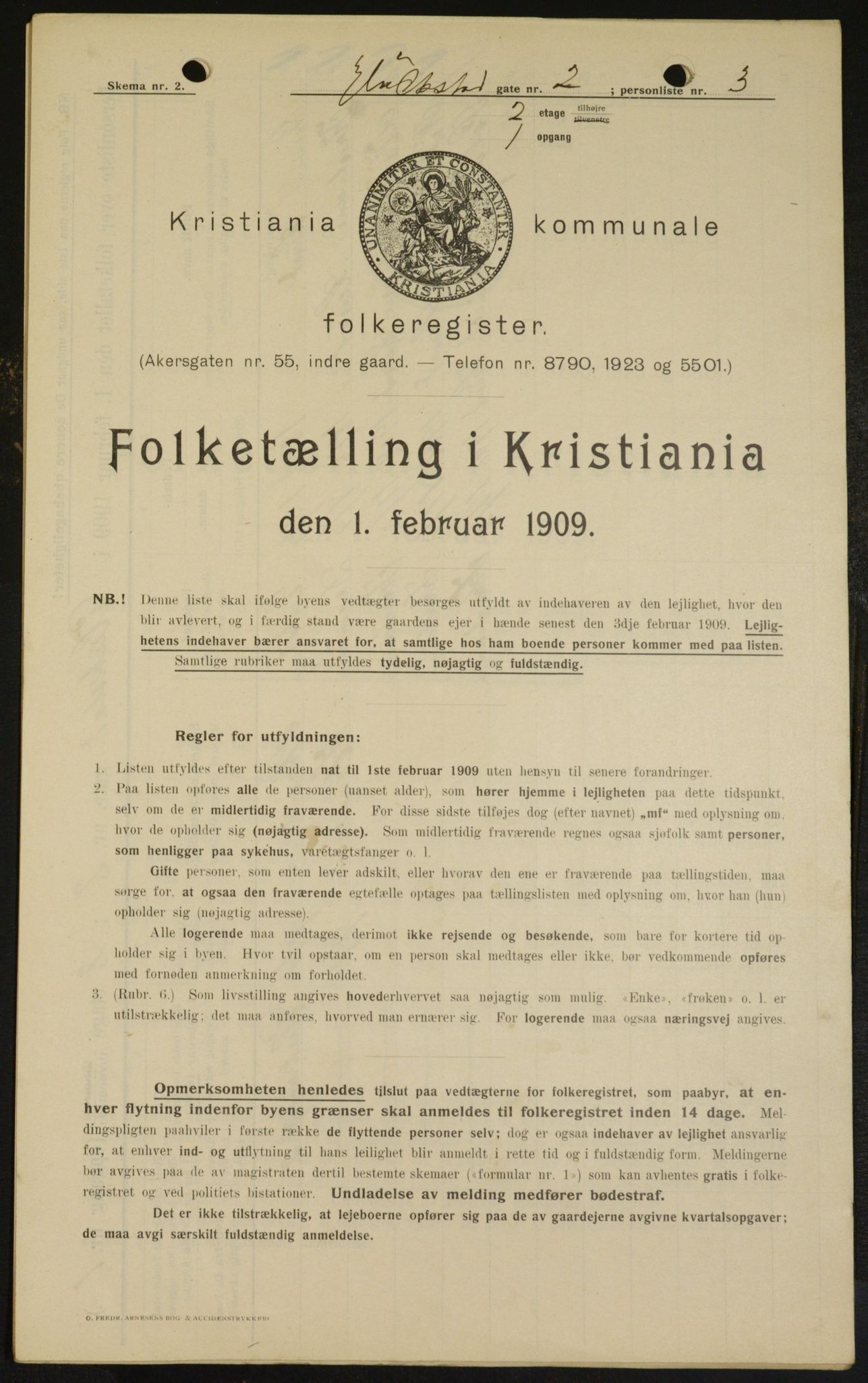 OBA, Kommunal folketelling 1.2.1909 for Kristiania kjøpstad, 1909, s. 26641