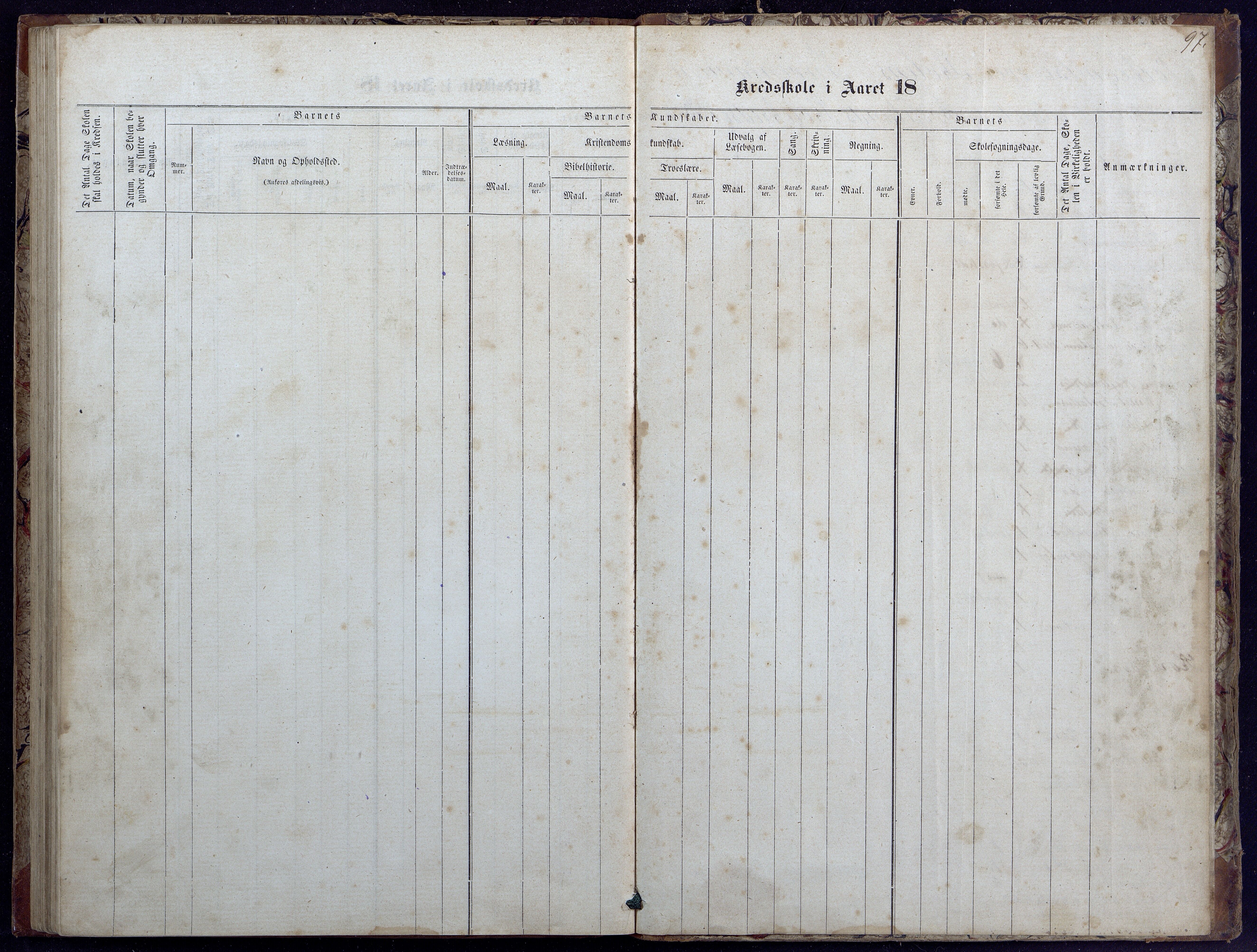 Evje kommune, Landsverk/Omland/Rosseland skolekretser, AAKS/KA0937-550d/F1/L0001: Skoleprotokoll for Landsverk, Omland, Rosseland skolekretser, 1863-1888, s. 97