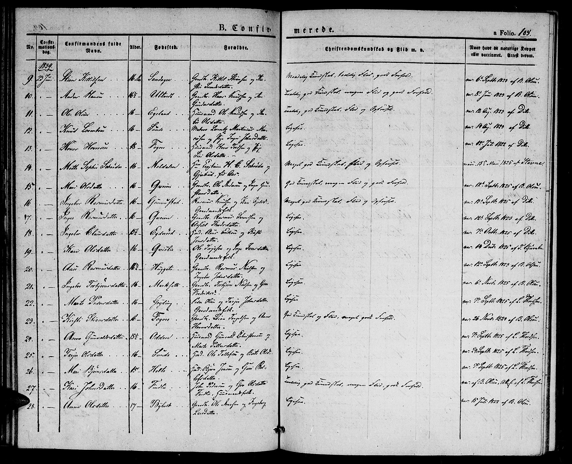 Gjerstad sokneprestkontor, AV/SAK-1111-0014/F/Fa/Faa/L0005: Ministerialbok nr. A 5, 1829-1841, s. 105