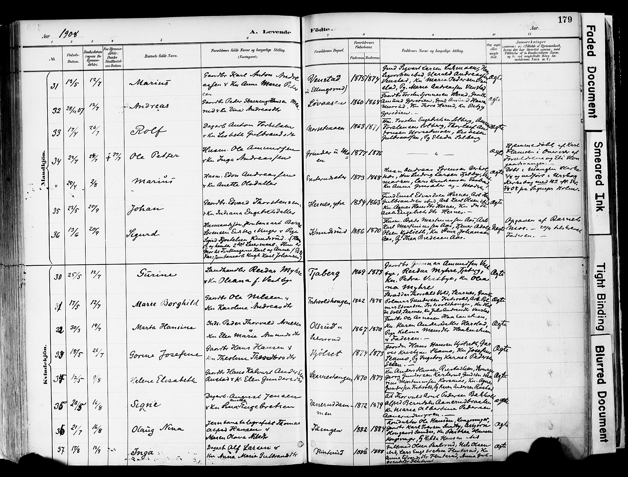 Sør-Odal prestekontor, AV/SAH-PREST-030/H/Ha/Haa/L0006: Ministerialbok nr. 6, 1886-1931, s. 179