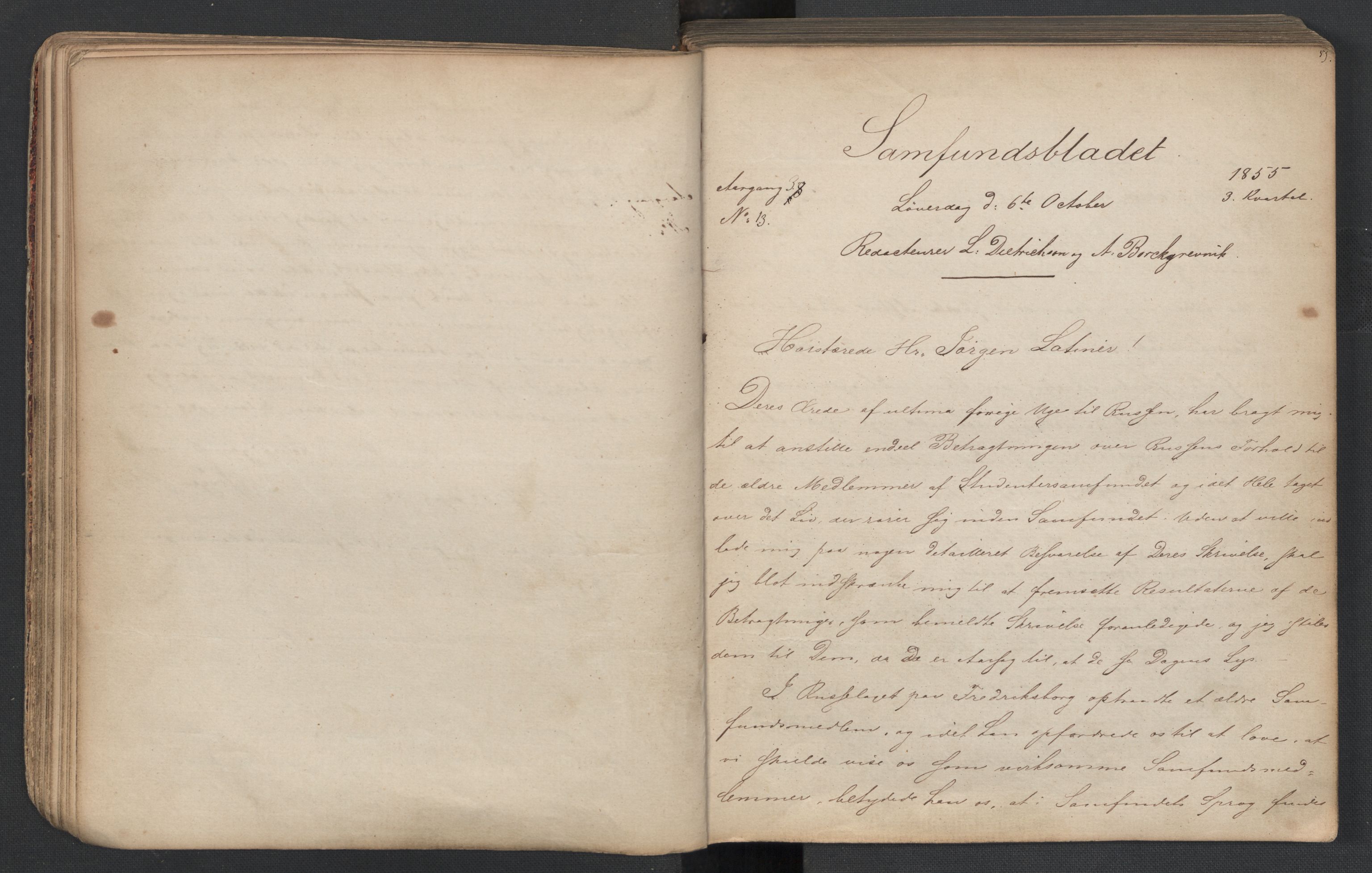 Det Norske Studentersamfund, AV/RA-PA-1322/X/Xa/L0005/0003: -- / Samfundsbladet, 1855-1856, s. 31