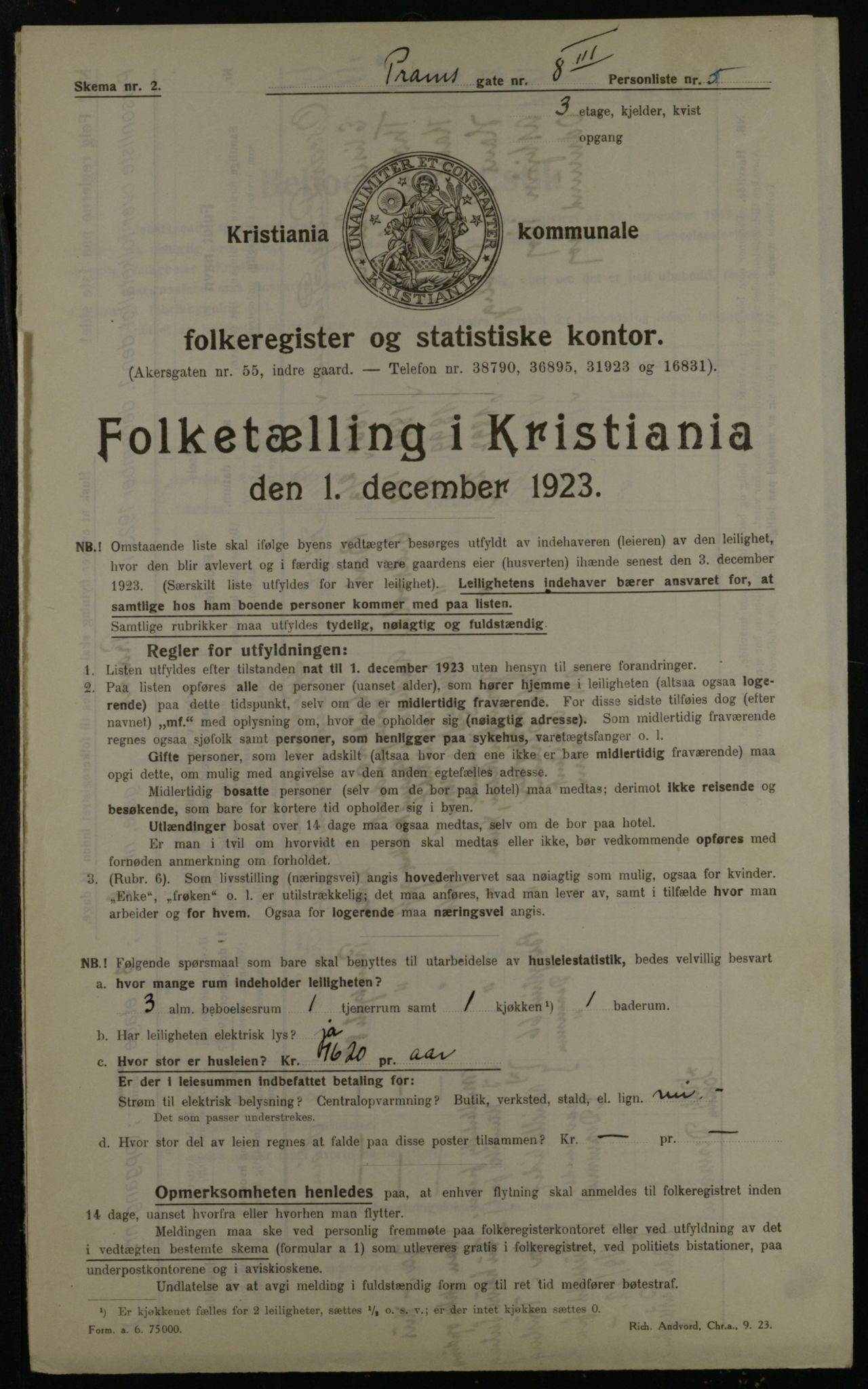 OBA, Kommunal folketelling 1.12.1923 for Kristiania, 1923, s. 89648