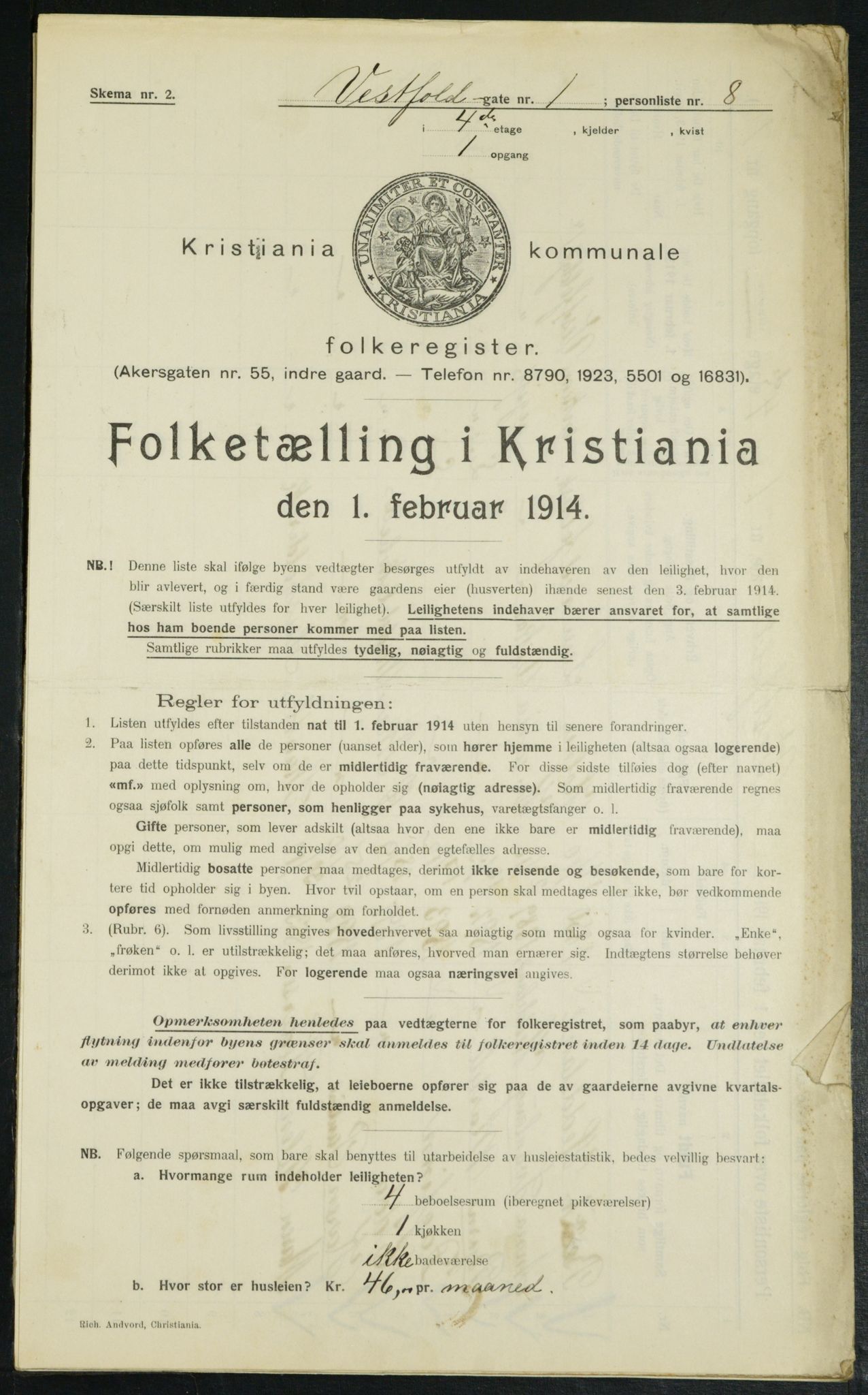 OBA, Kommunal folketelling 1.2.1914 for Kristiania, 1914, s. 123410