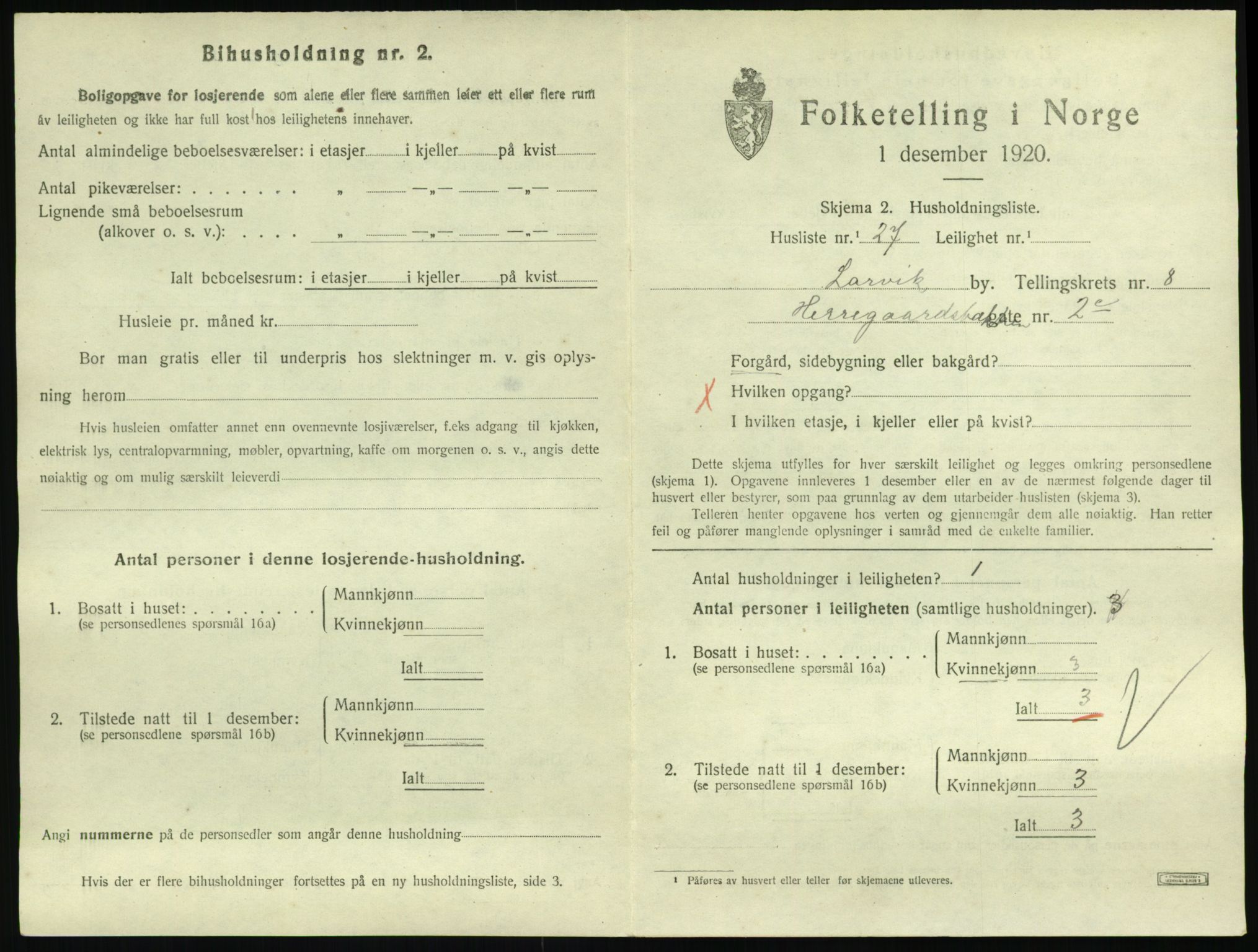 SAKO, Folketelling 1920 for 0707 Larvik kjøpstad, 1920, s. 6628