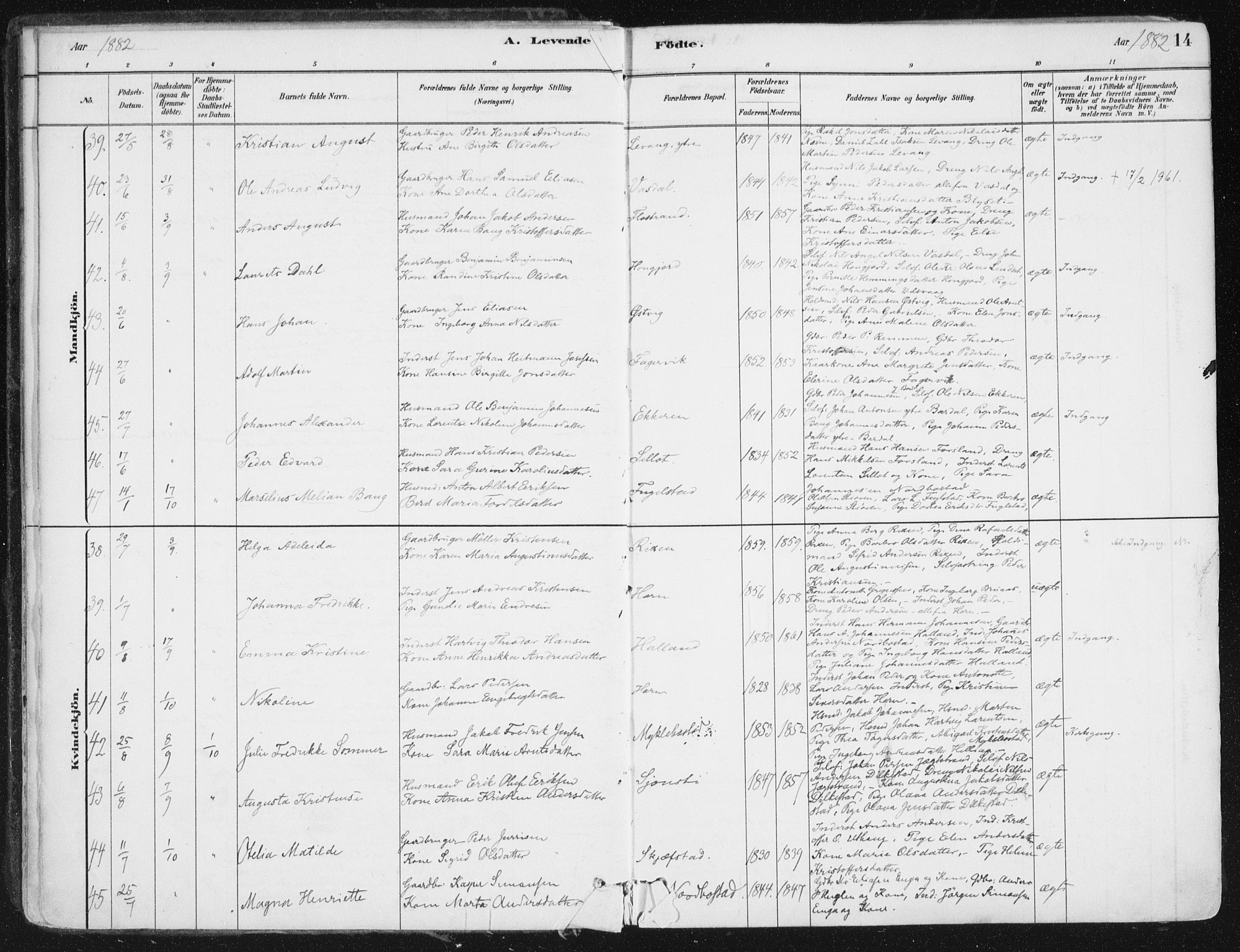 Ministerialprotokoller, klokkerbøker og fødselsregistre - Nordland, AV/SAT-A-1459/838/L0552: Ministerialbok nr. 838A10, 1880-1910, s. 14