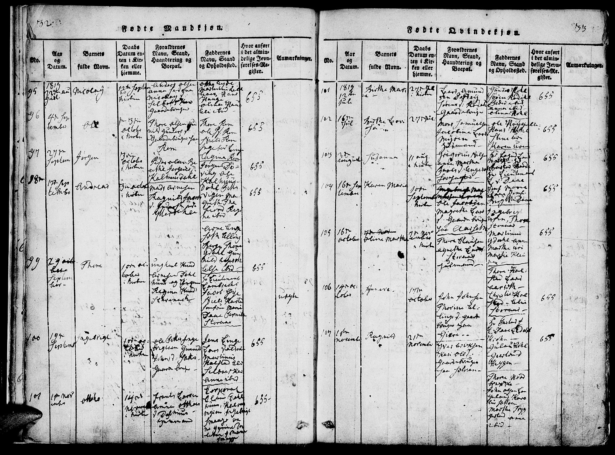 Ministerialprotokoller, klokkerbøker og fødselsregistre - Møre og Romsdal, AV/SAT-A-1454/519/L0260: Klokkerbok nr. 519C01, 1817-1829, s. 32-33