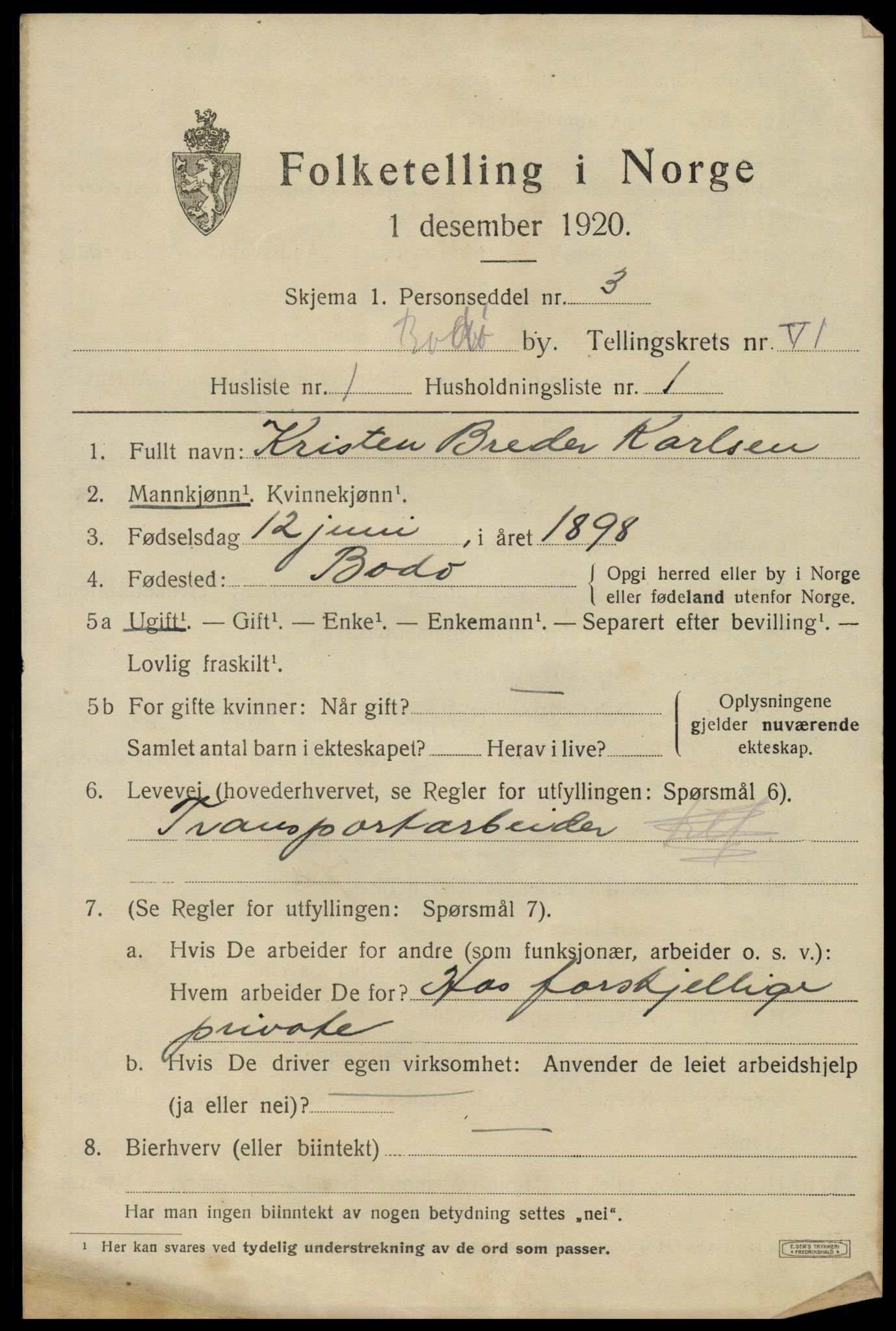 SAT, Folketelling 1920 for 1804 Bodø kjøpstad, 1920, s. 9439