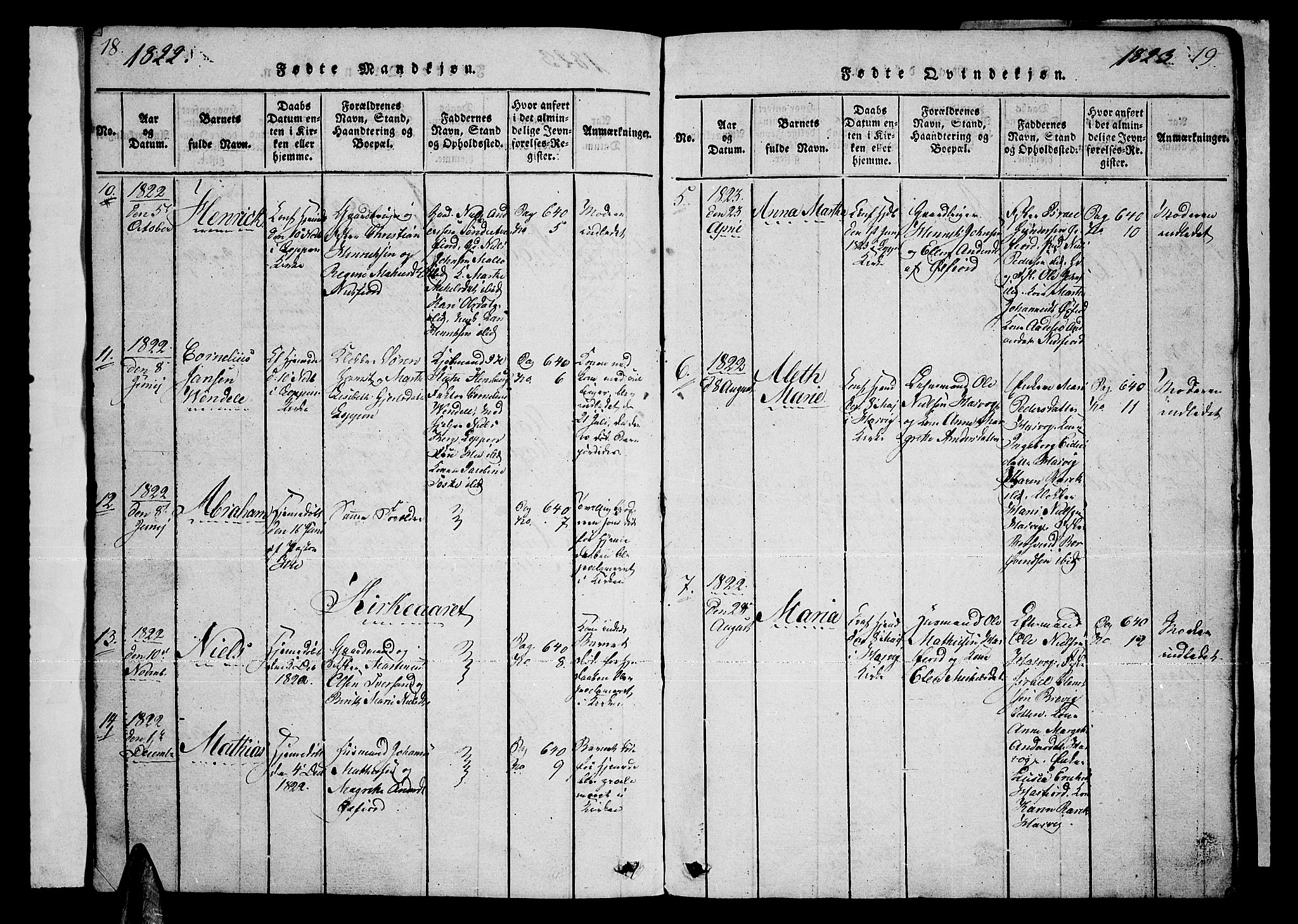 Loppa sokneprestkontor, AV/SATØ-S-1339/H/Ha/L0003kirke: Ministerialbok nr. 3, 1820-1848, s. 18-19