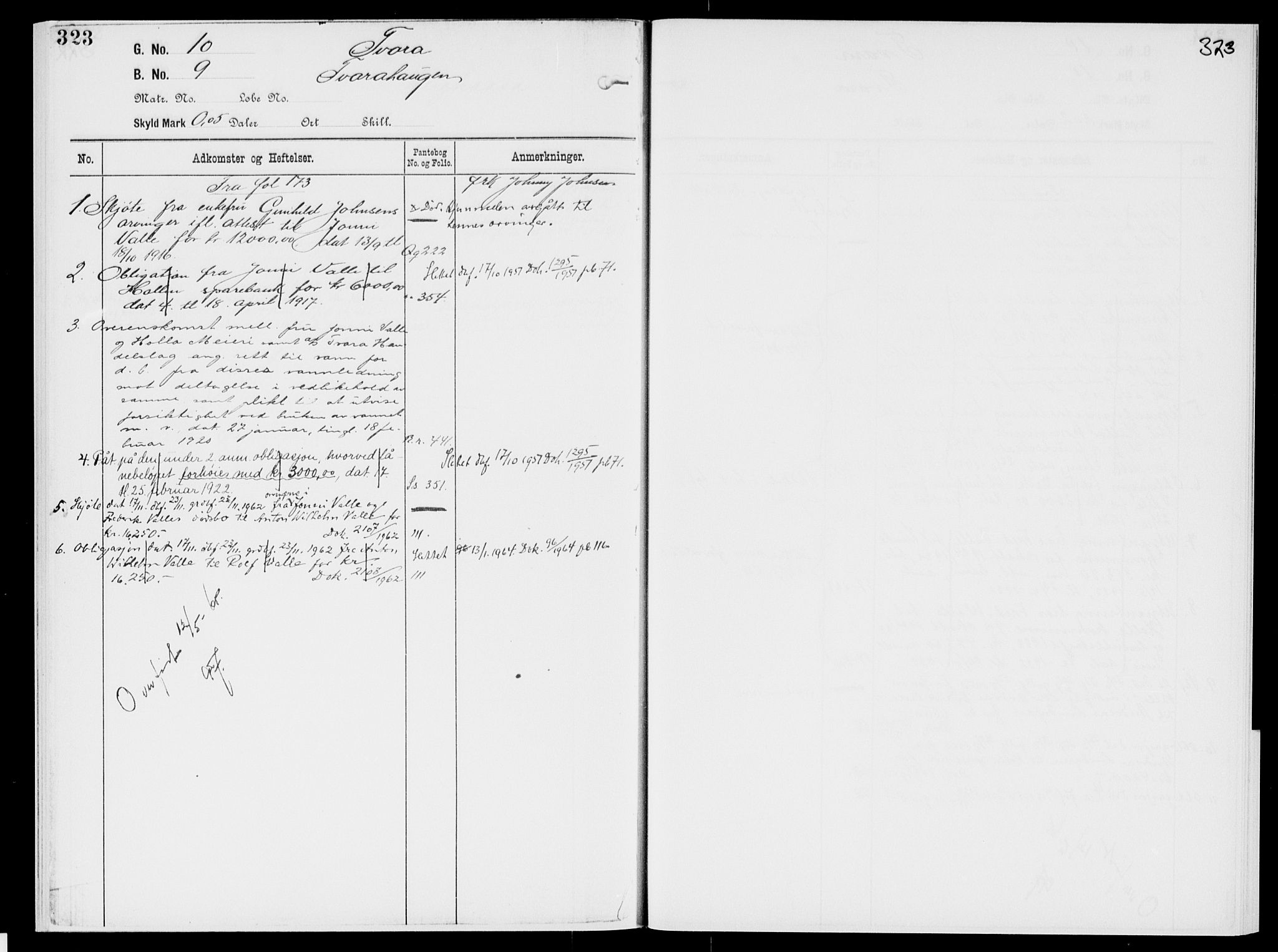 Nedre Telemark sorenskriveri, AV/SAKO-A-135/G/Gb/Gbg/L0001: Panteregister nr. VII 1, s. 323